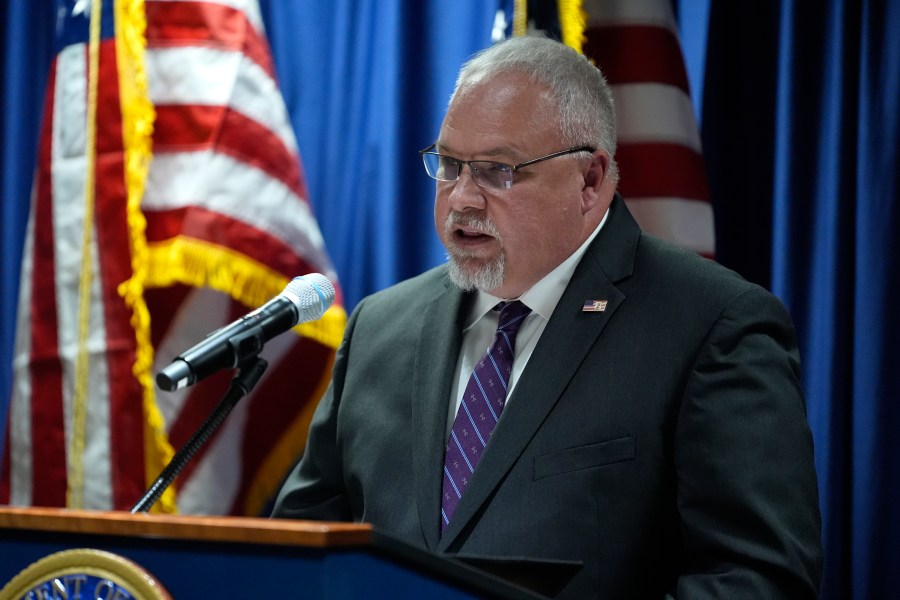 Daniel Brubaker, Inspector in Charge of the U.S. Postal Inspection Service, New York Division speaks during a press conference at Federal Plaza in New York, Monday, Sept. 30, 2024. (AP Photo/Pamela Smith)