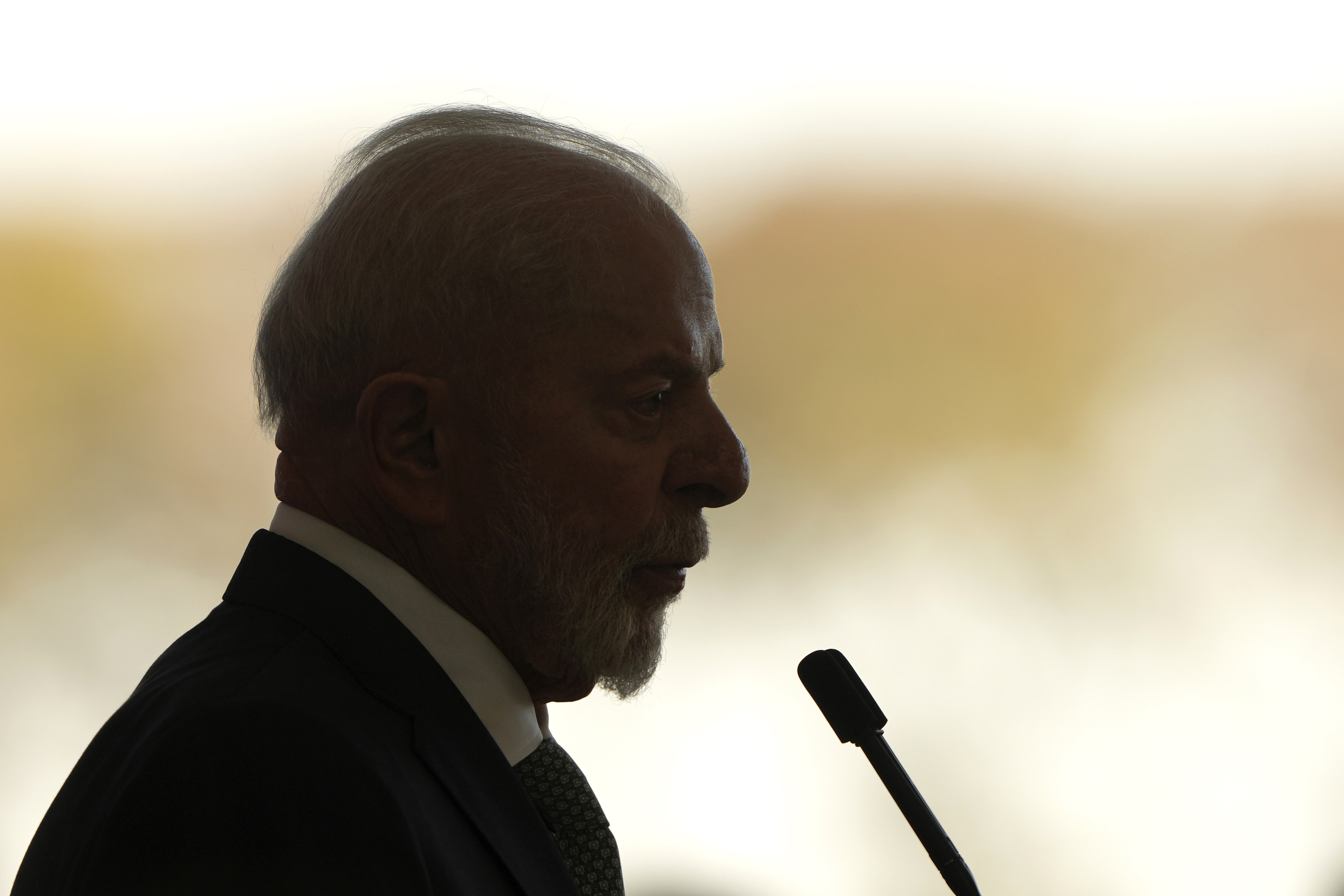 FILE - Brazil's President Luiz Inacio Lula da Silva speaks at the Planalto presidential palace in Brasilia, Brazil, Aug. 21, 2024. (AP Photo/Eraldo Peres, File)