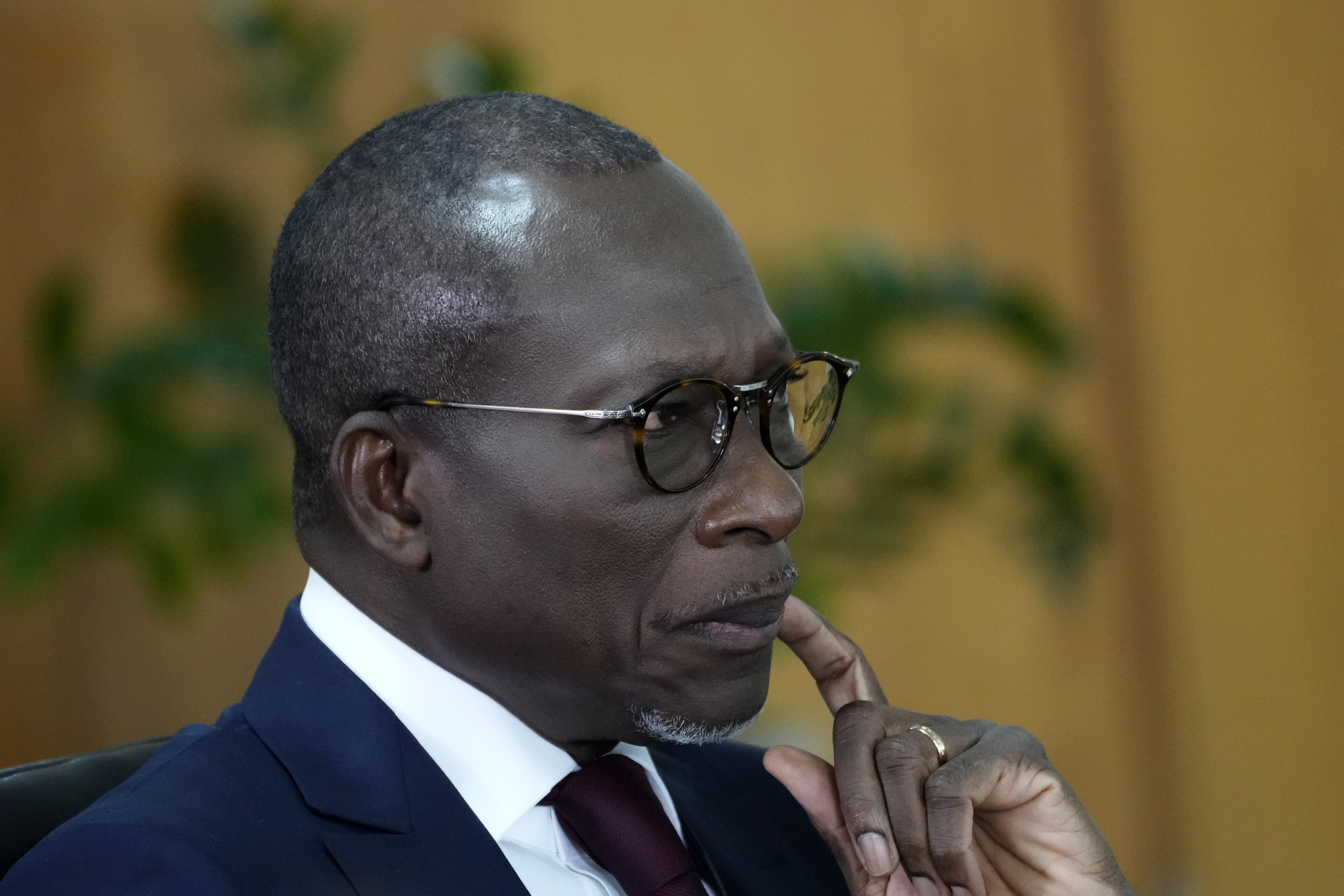 Benin's President Patrice Talon attends a meeting with Brazilian President Luiz Inacio Lula da Silva at Planalto presidential palace in Brasilia, Brazil, Thursday, May 23, 2024. (AP Photo/Eraldo Peres, File)