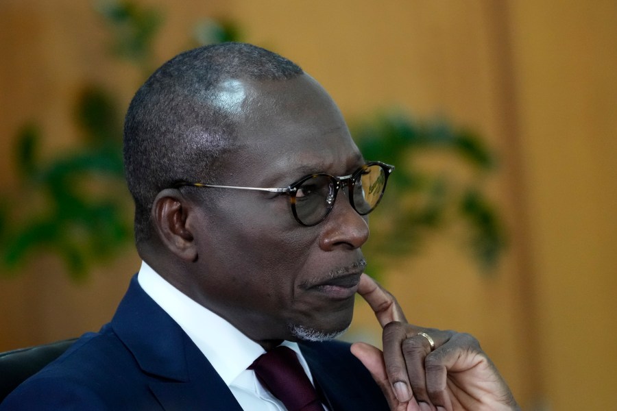 Benin's President Patrice Talon attends a meeting with Brazilian President Luiz Inacio Lula da Silva at Planalto presidential palace in Brasilia, Brazil, Thursday, May 23, 2024. (AP Photo/Eraldo Peres, File)