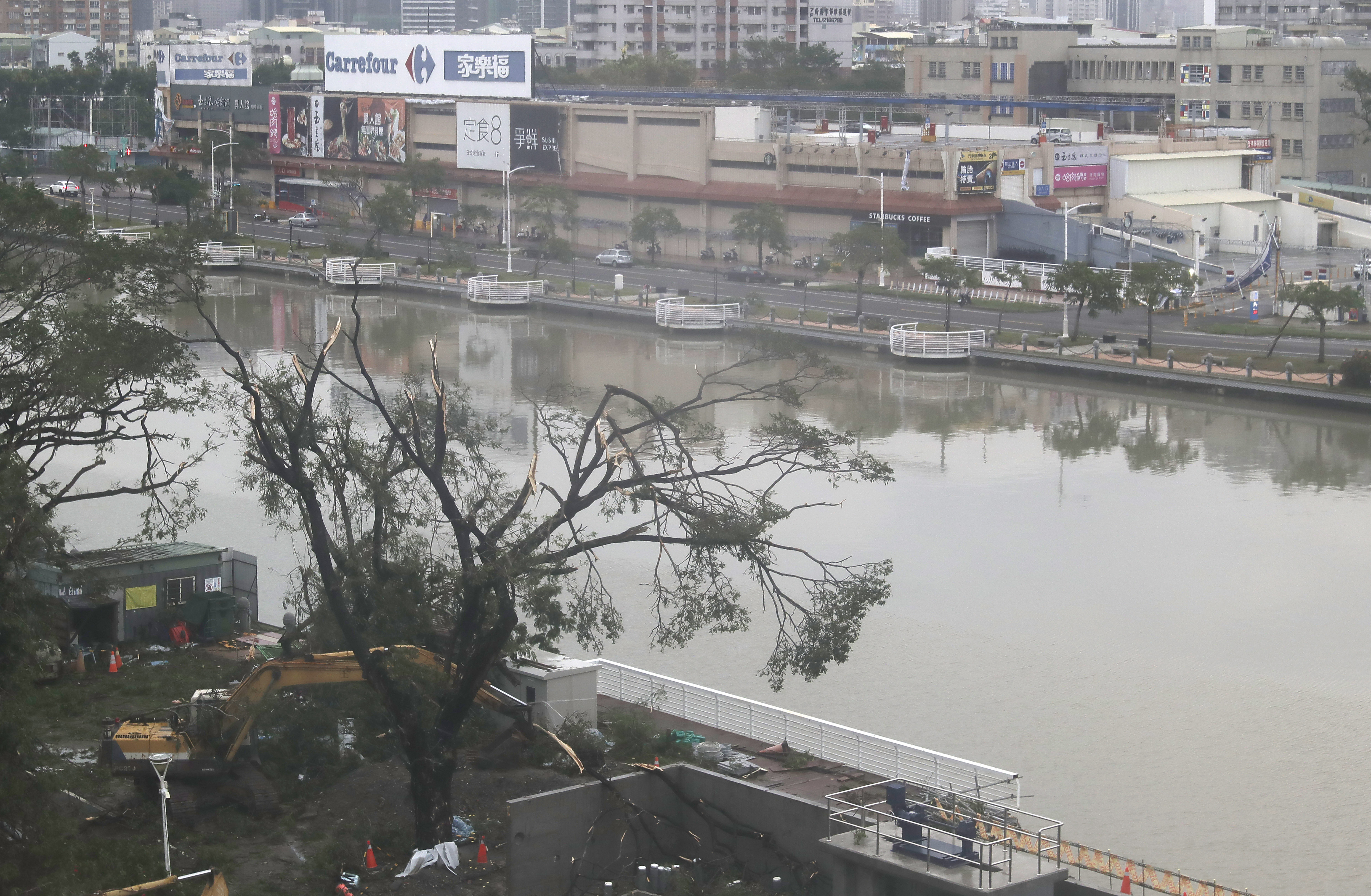 A view of Love River after Typhoon Krathon leaves Kaohsiung, southern Taiwan, Friday, Oct. 4, 2024. (AP Photo/Chiang Ying-ying)