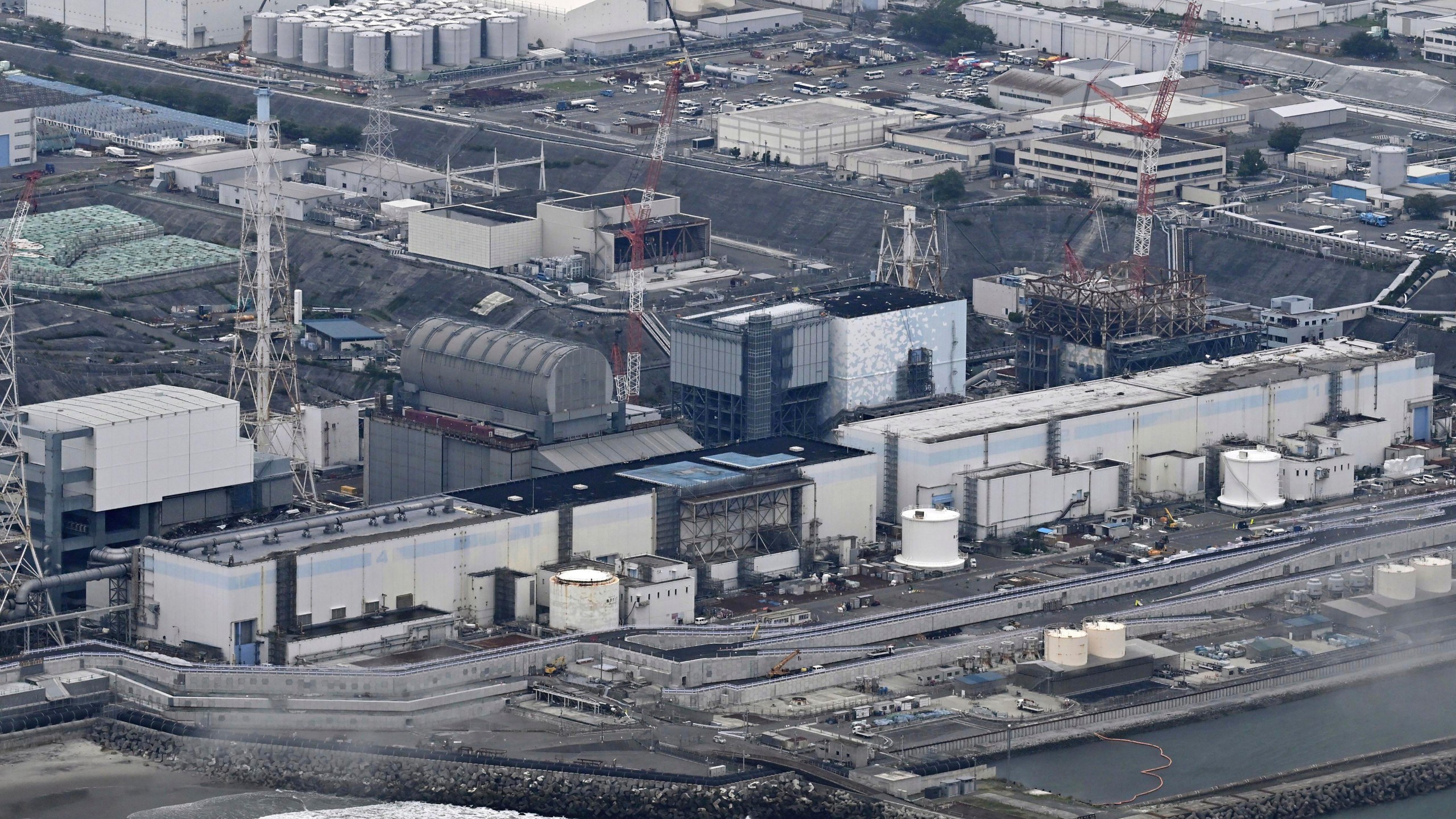 This photo shows the Fukushima Daiichi nuclear power plant in Okuma, Fukushima prefecture, northern Japan, on Aug. 22, 2024. (Kyodo News via AP)