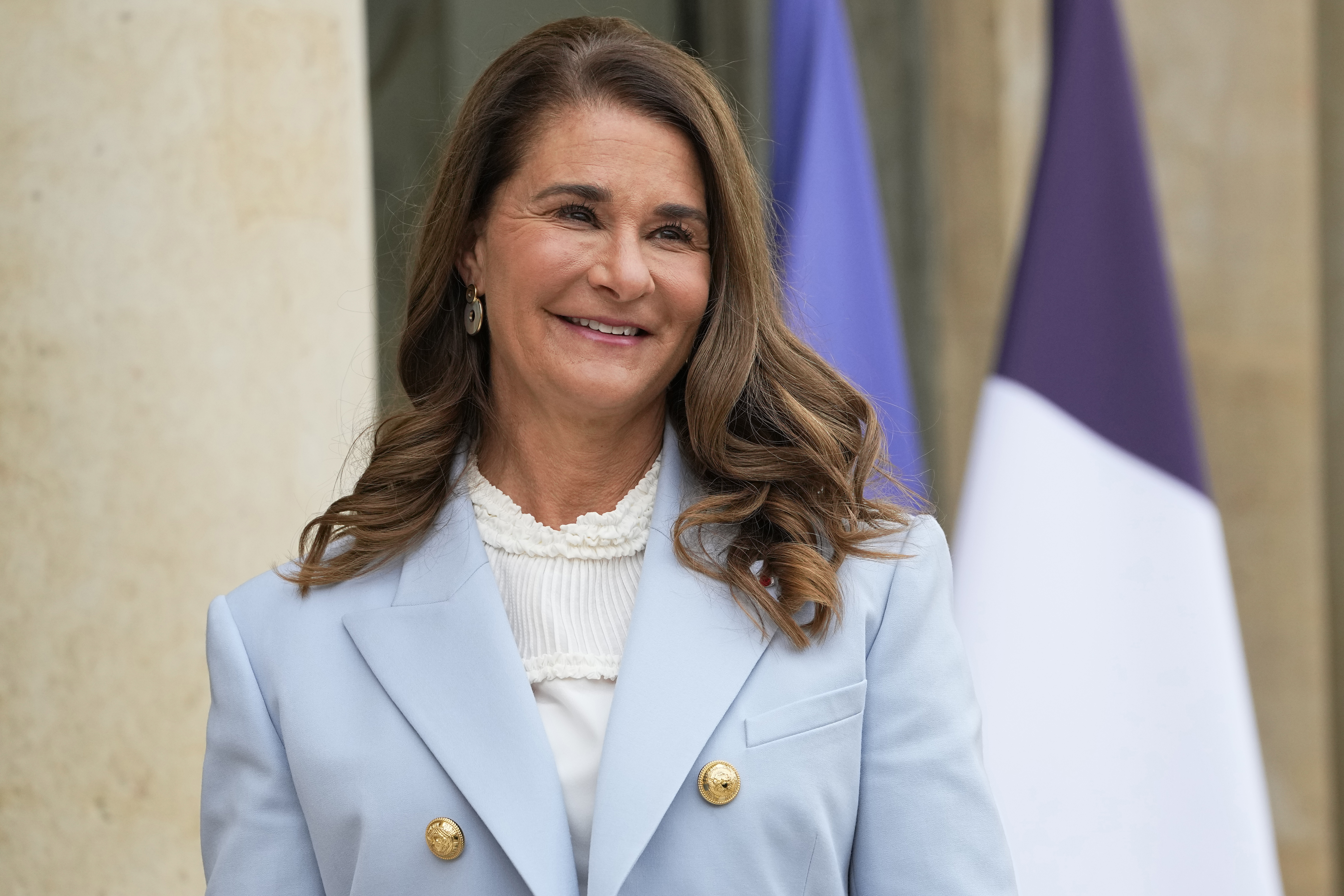 FILE - Melinda Gates, co-chair of the Bill and Melinda Gates Foundation, poses for photographers as she arrives for a meeting after a meeting on the sideline of the gender equality conference at the Elysee Palace in Paris, July 1, 2021. (AP Photo/Michel Euler, File)