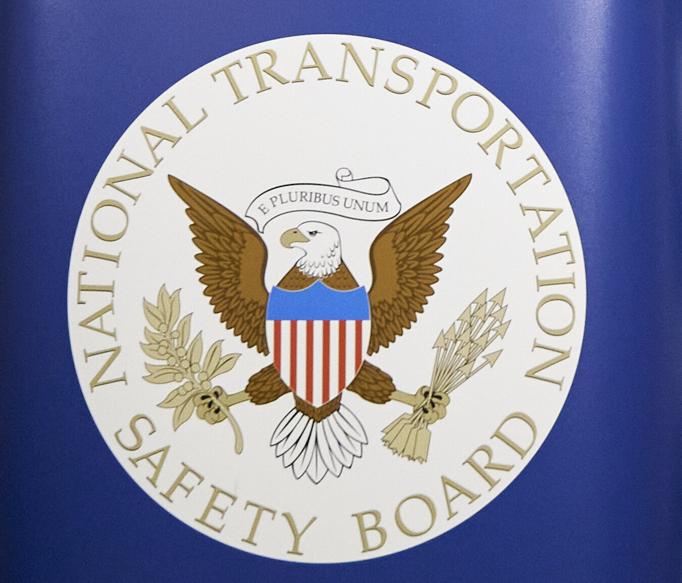 FILE - The National Transportation Safety Board logo is seen during a news conference about the investigation on Alaska Airlines flight 1282 in Portland, Ore., Jan. 6, 2024. (AP Photo/Craig Mitchelldyer, File)