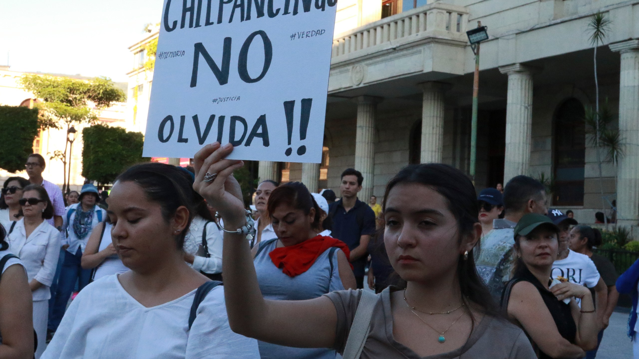 People demand justice for murdered Mayor Alejandro Arcos in Chilpancingo, Guerrero state, Mexico, Thursday, Oct. 10, 2024. (AP Photo/Alejandrino Gonzalez)