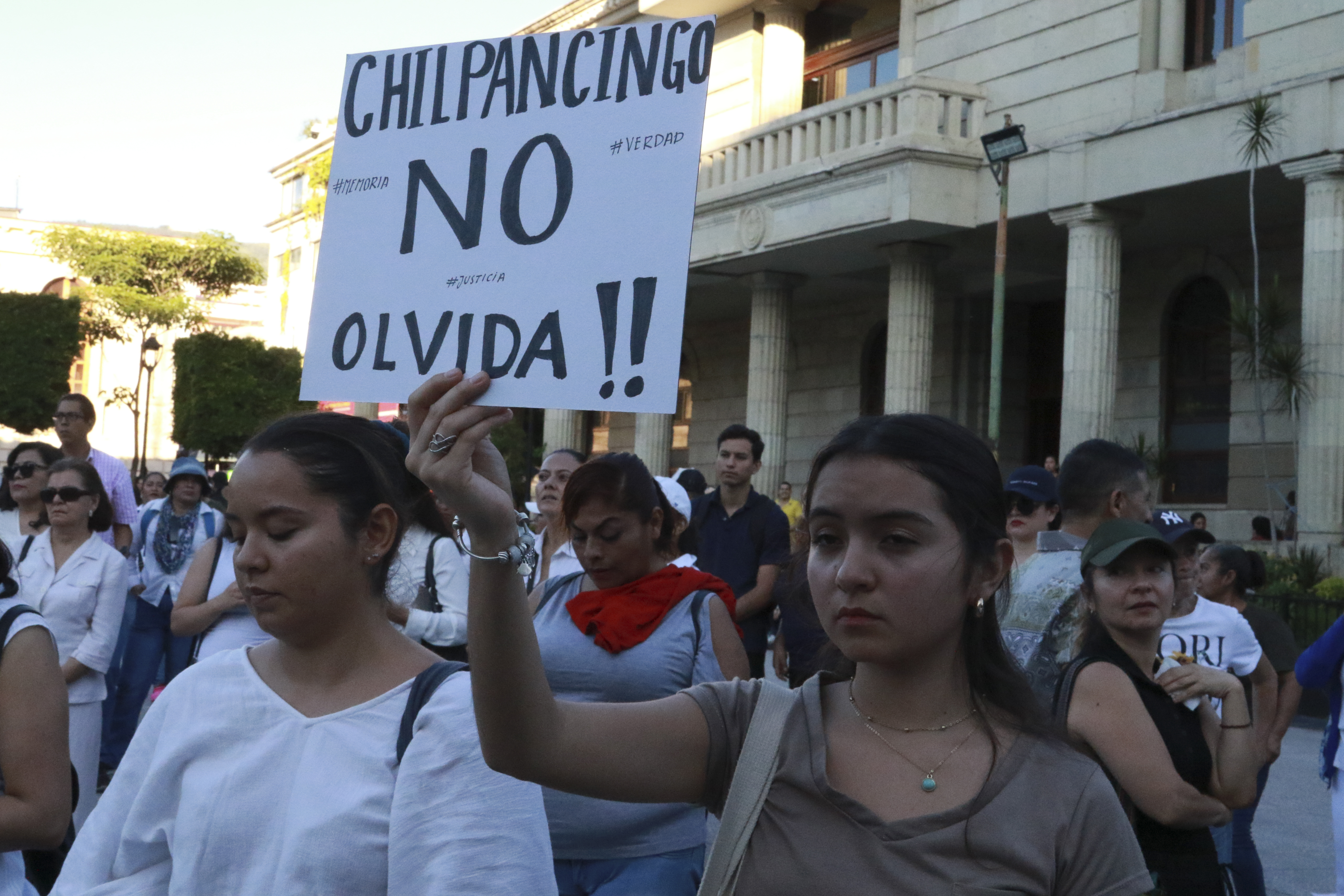 People demand justice for murdered Mayor Alejandro Arcos in Chilpancingo, Guerrero state, Mexico, Thursday, Oct. 10, 2024. (AP Photo/Alejandrino Gonzalez)