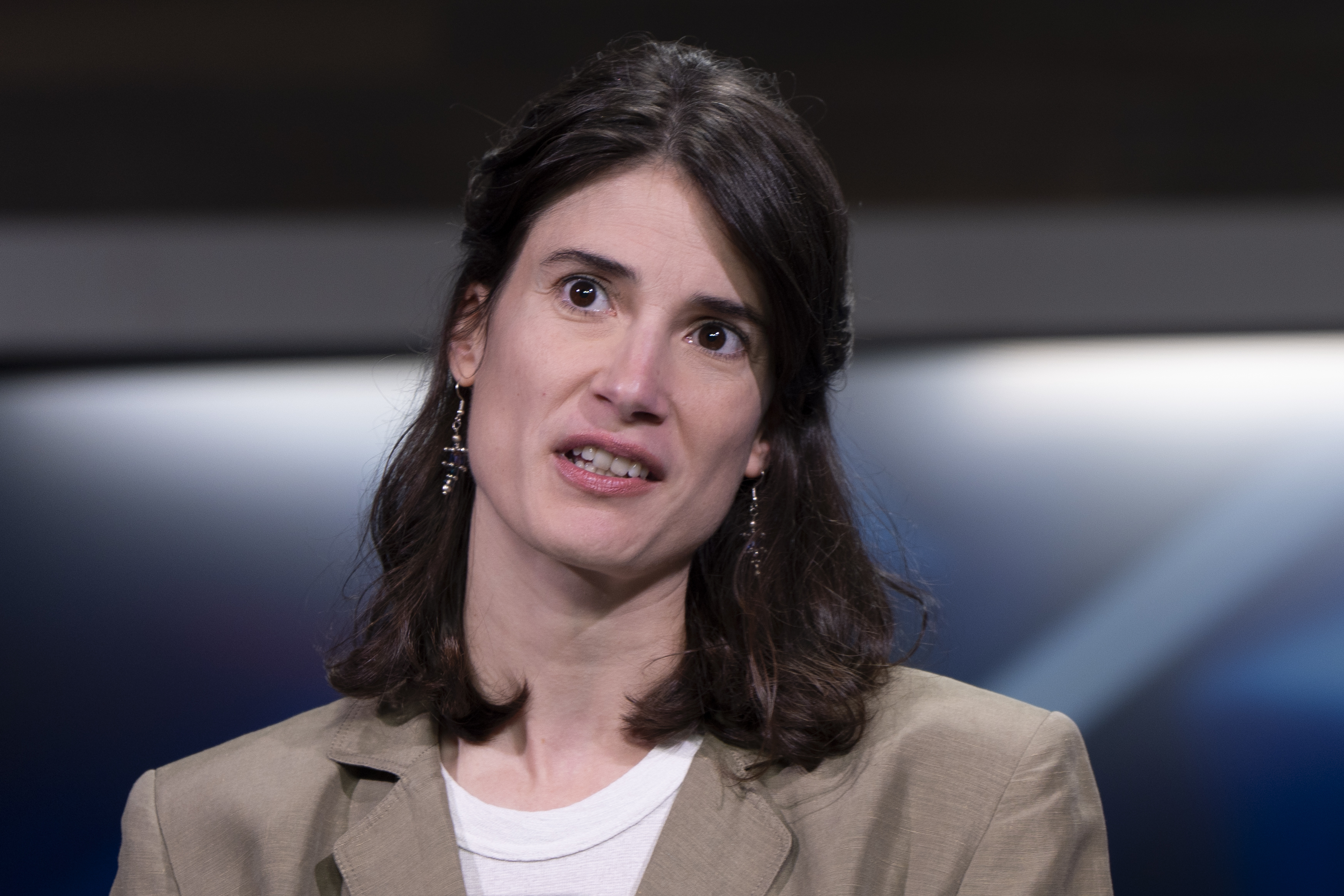 FILE - Rep. Marie Gluesenkamp Pérez, D-Wash., speaks during a Washington 3rd District debate at KATU studios on Monday, Oct. 7, 2024, in Portland, Ore. (AP Photo/Jenny Kane, File)