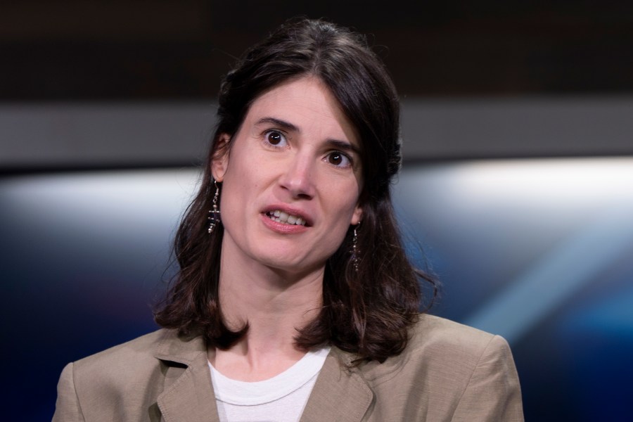 FILE - Rep. Marie Gluesenkamp Pérez, D-Wash., speaks during a Washington 3rd District debate at KATU studios on Monday, Oct. 7, 2024, in Portland, Ore. (AP Photo/Jenny Kane, File)