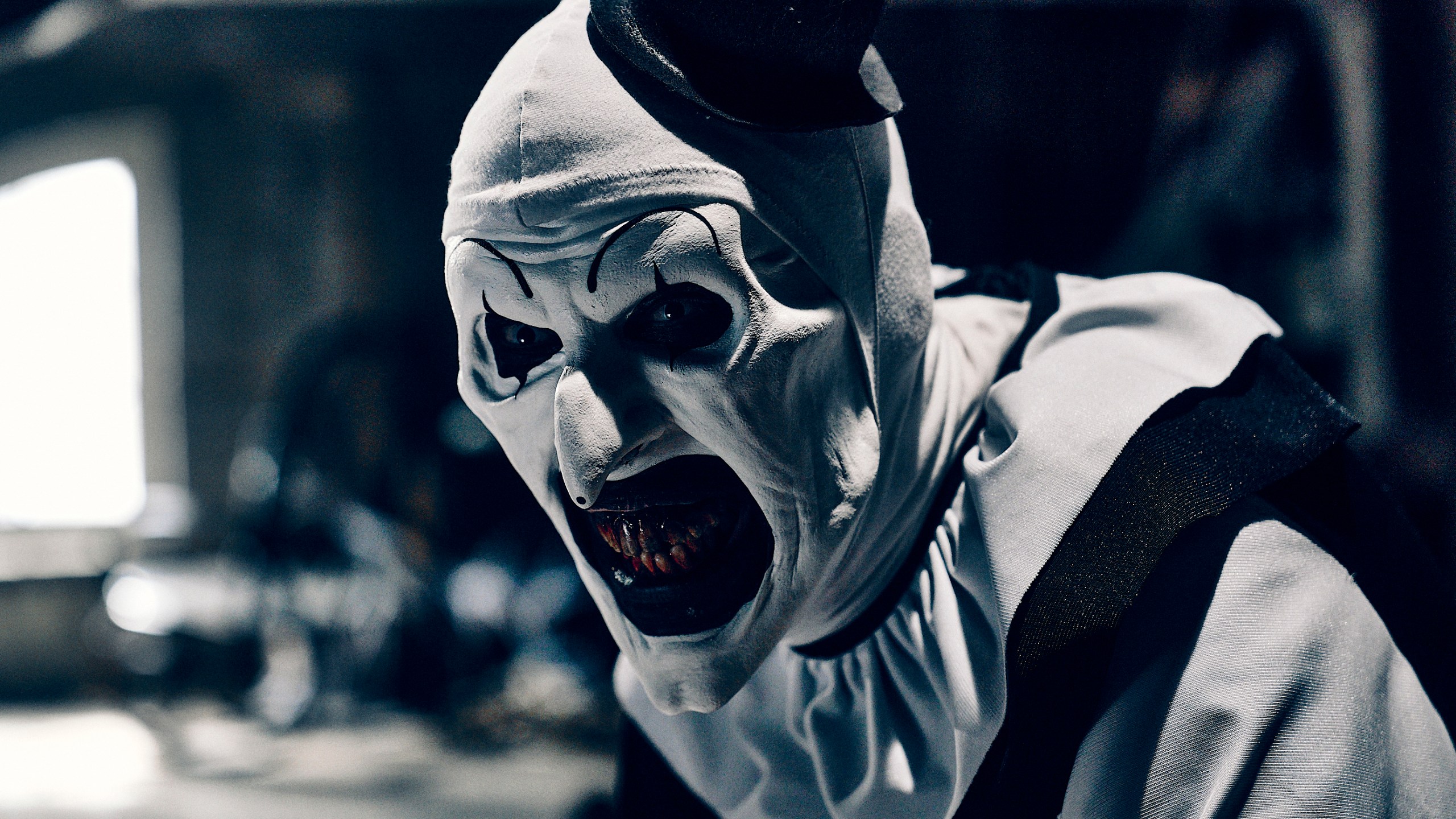 This image released by Cineverse Entertainment shows David Howard Thornton in a scene from "Terrifier 3." (Jesse Korman/Cineverse Entertainment via AP)