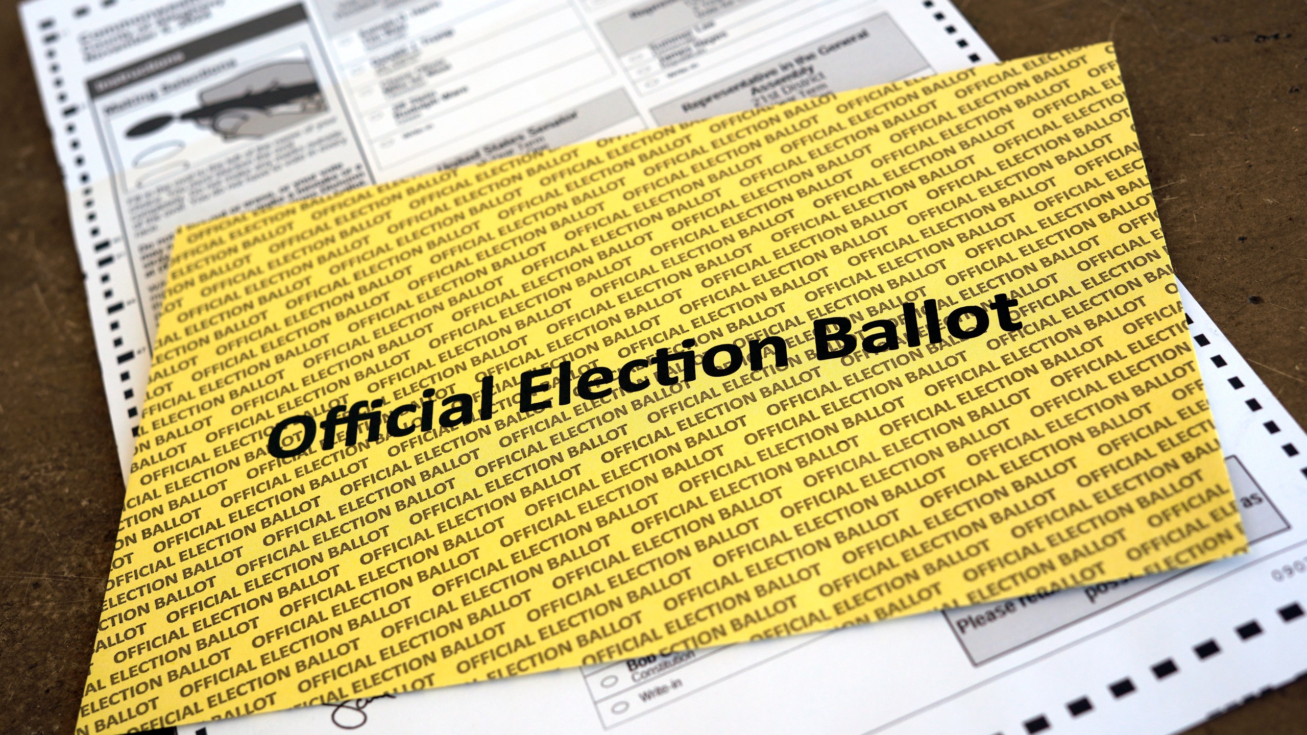 FILE - An official Pennsylvania mail-in ballot is pictured in Pittsburgh, Oct. 3, 2024. (AP Photo/Gene J. Puskar, File)