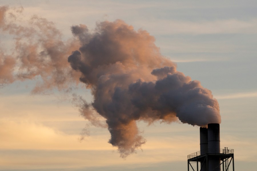 FILE - Steam is seen at the Longview WestRock mill, which makes cardboard materials including container board and corrugated containers, March 14, 2024, in Longview, Wash. (AP Photo/Jenny Kane, File)