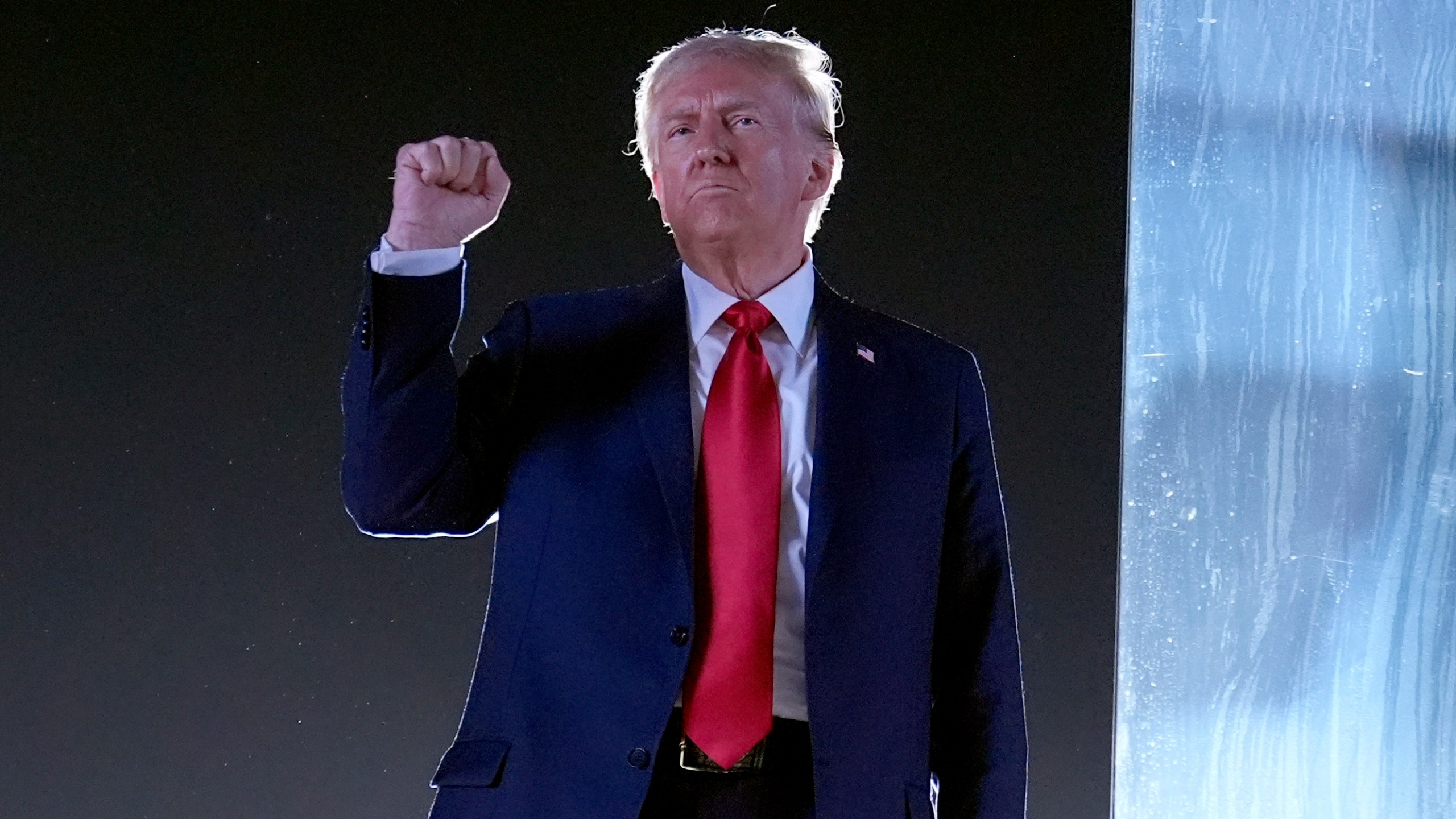 FILE - Republican presidential nominee former President Donald Trump gestures as he concludes speaking at a campaign event at the Butler Farm Show, Saturday, Oct. 5, 2024, in Butler, Pa. (AP Photo/Alex Brandon, File)