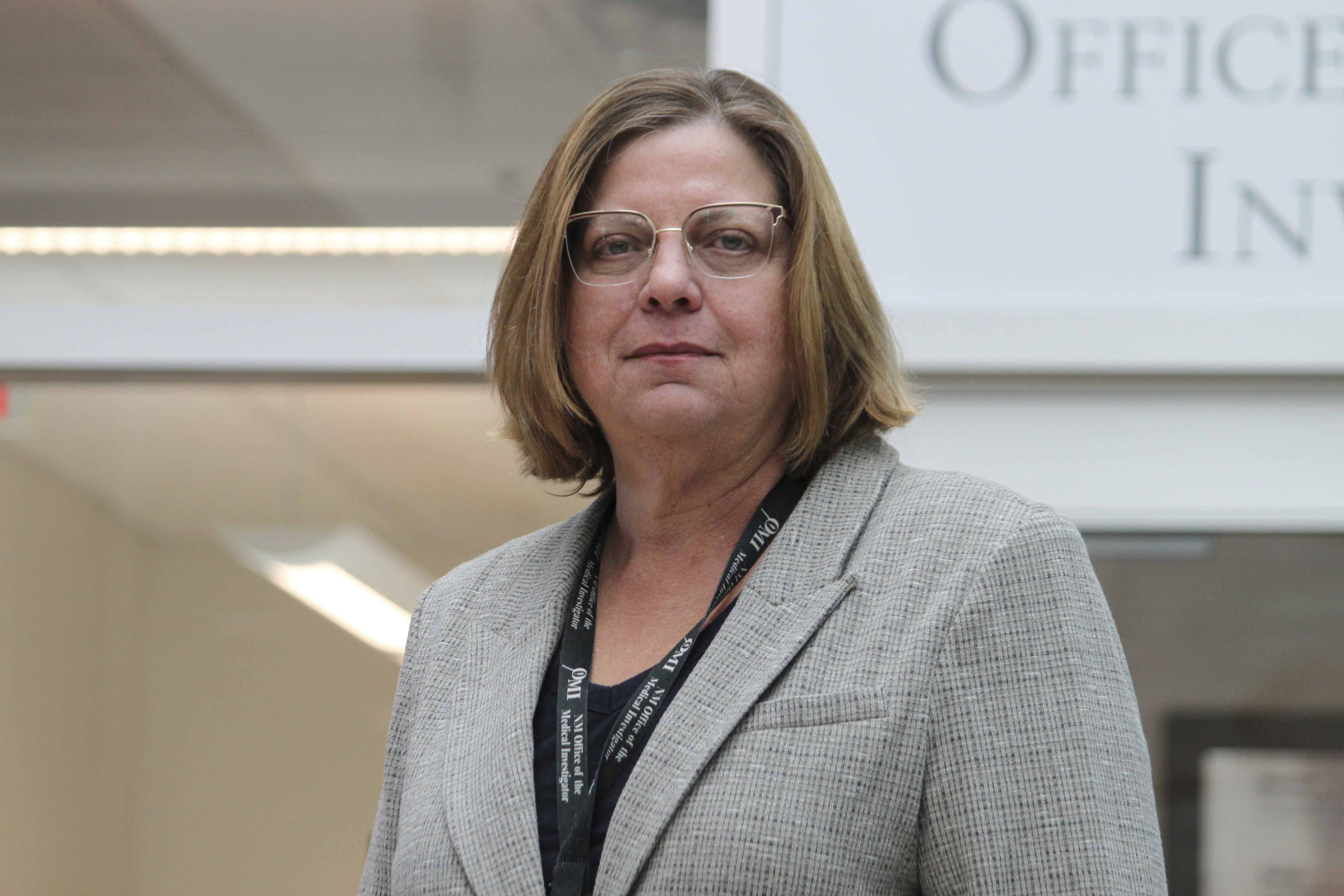 Forensic anthropologist Heather Edgar with the Office of the Medical Investigator poses for a portrait outside her office in Albuquerque, New Mexico, on Thursday, Oct. 3, 2024. (AP Photo/Susan Montoya Bryan)