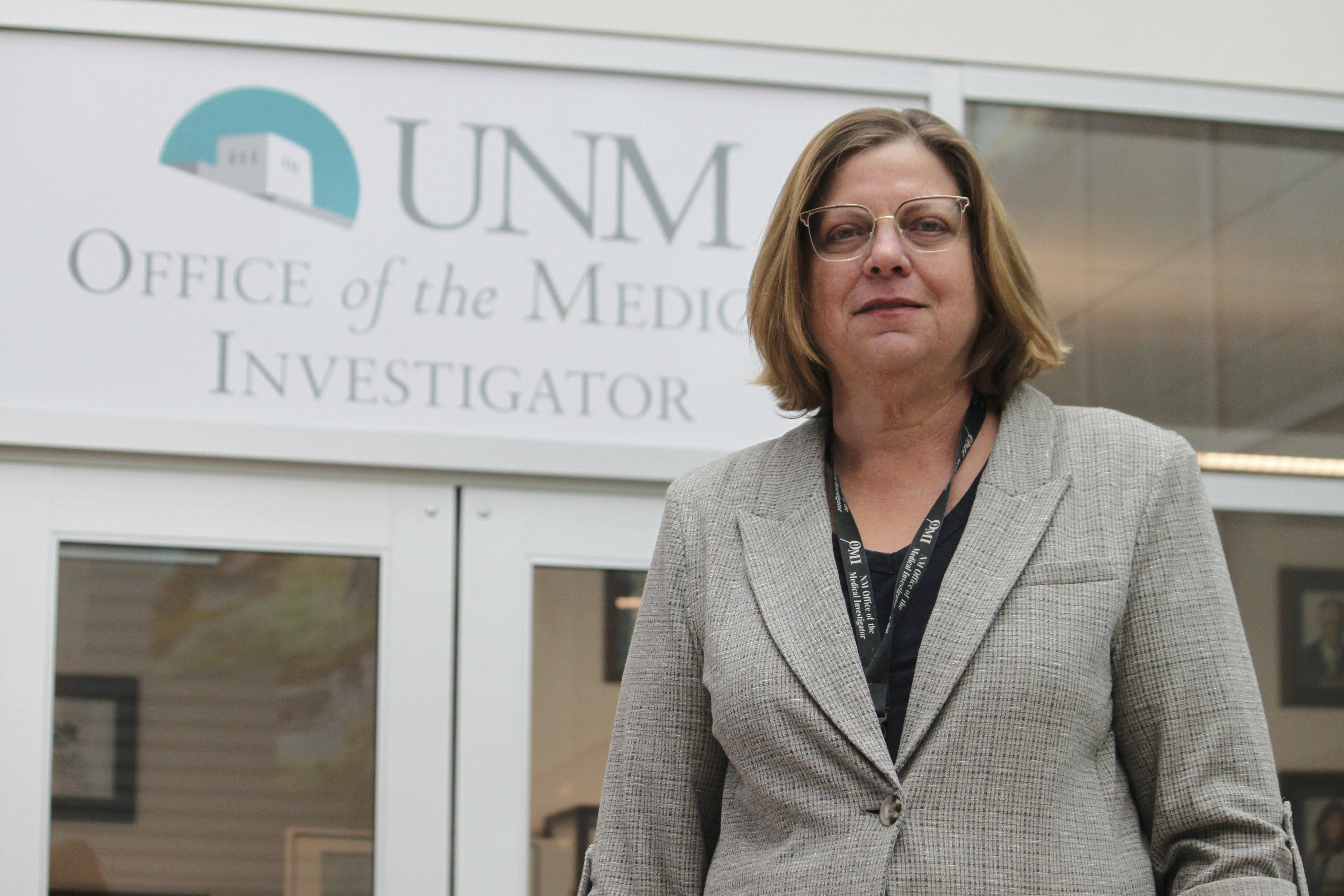 Forensic anthropologist Heather Edgar with the Office of the Medical Investigator poses for a portrait outside her office in Albuquerque, New Mexico, on Thursday, Oct. 3, 2024. (AP Photo/Susan Montoya Bryan)