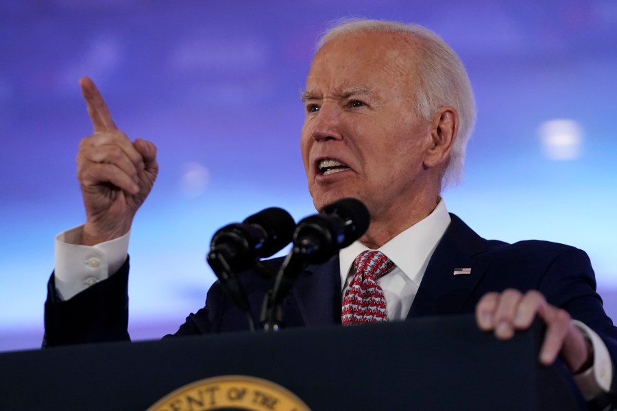 President Joe Biden speaks at a political event in Philadelphia, Tuesday, Oct. 15, 2024. (AP Photo/Jose Luis Magana)