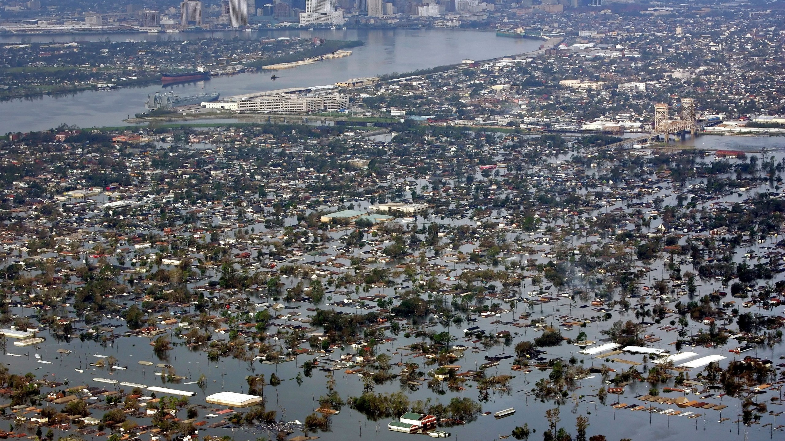 FILE - Floodwaters from Hurricane Katrina cover a portion of New Orleans on Aug. 30, 2005. (AP Photo/David J. Phillip, File)