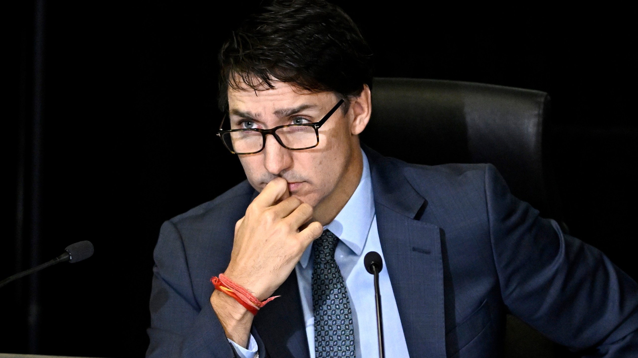 Canada's Prime Minister Justin Trudeau appears as a witness at the Foreign Interference Commission in Ottawa, Ontario, Wednesday, Oct. 16, 2024. (Justin Tang/The Canadian Press via AP)