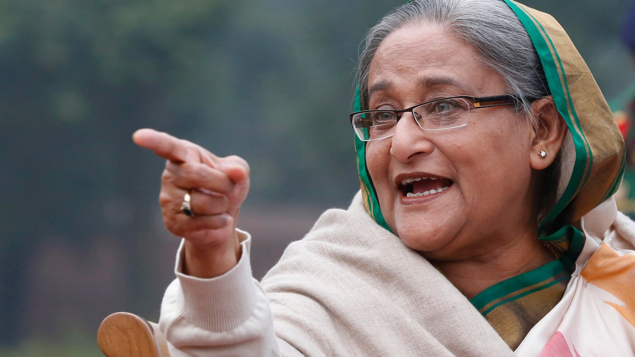 FILE- Bangladesh's Prime Minister Sheikh Hasina speaks during a press conference in Dhaka, Bangladesh, on Jan. 6, 2014. (AP Photo/Rajesh Kumar Singh, File)