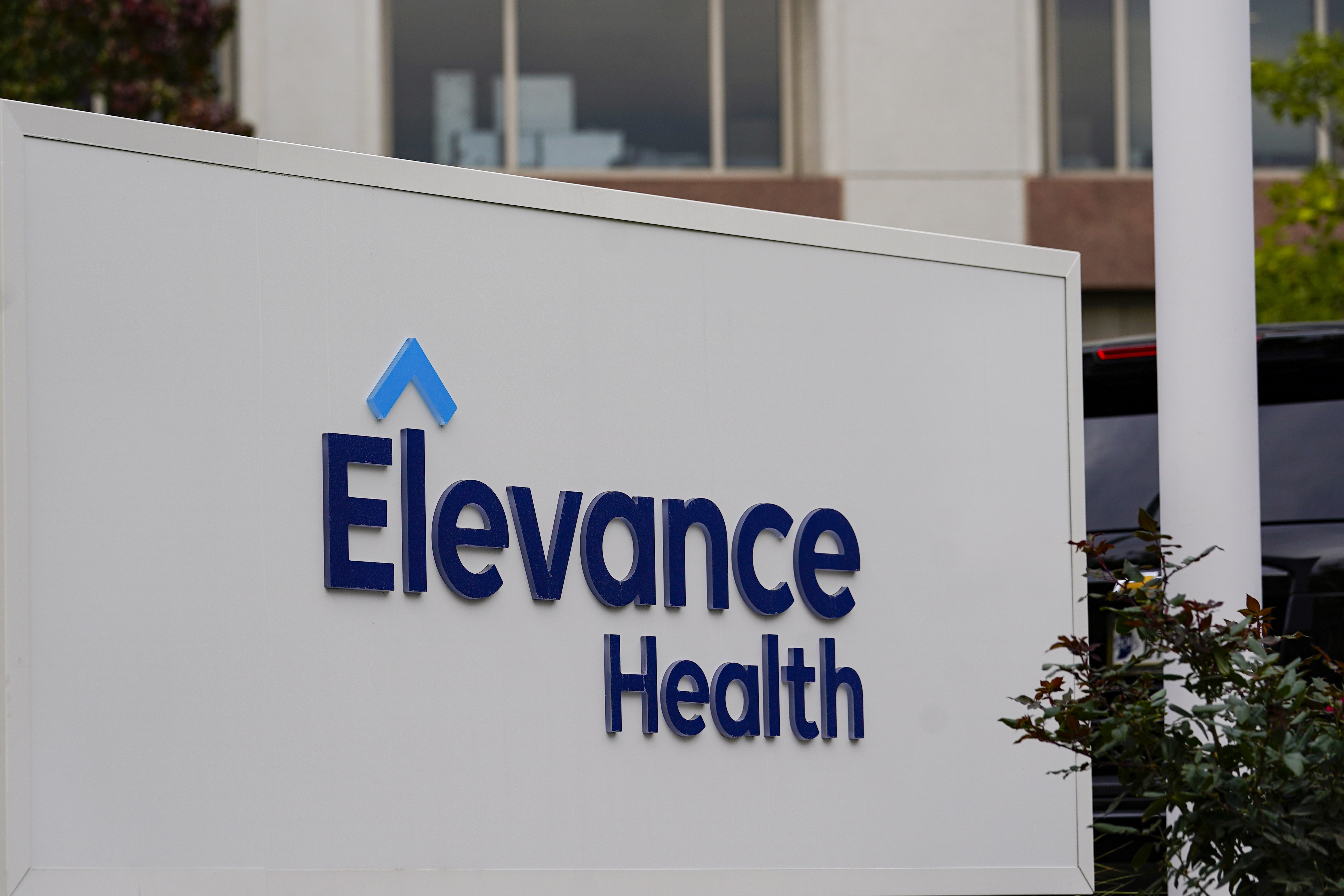 FILE - Signage at the corporate headquarters of Elevance Health is shown Monday, Oct. 24, 2022 in Indianapolis. (AP Photo/Michael Conroy, File)