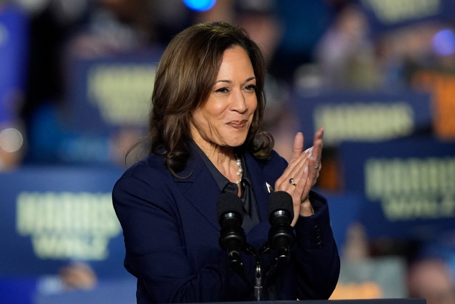 Democratic presidential nominee Vice President Kamala Harris speaks at a campaign rally at the Resch Expo in Green Bay, Wis., Thursday, Oct. 17, 2024. (AP Photo/Susan Walsh)