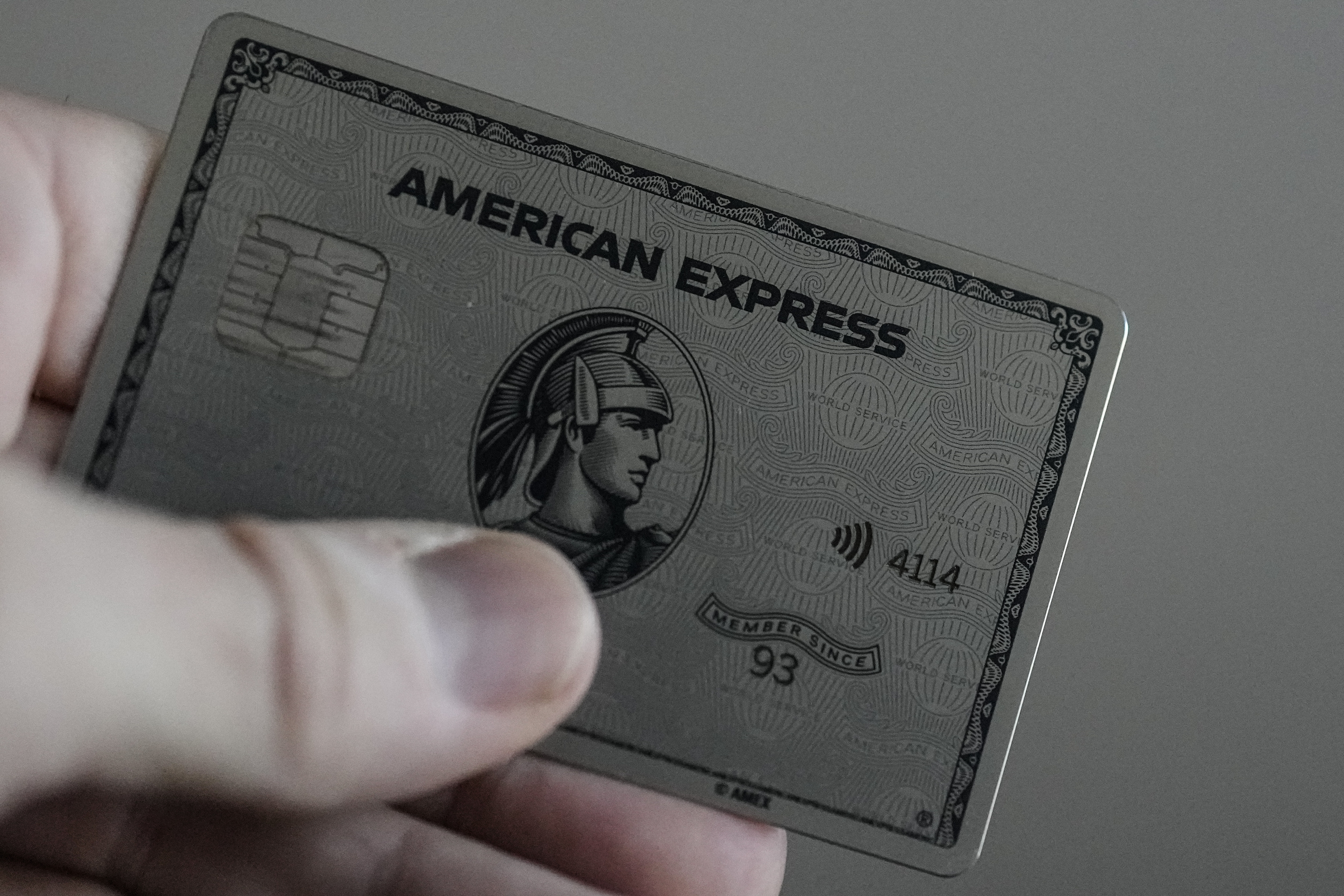 FILE - An American Express card is shown on Jan. 18, 2024, in Atlanta. (AP Photo/Mike Stewart, File)