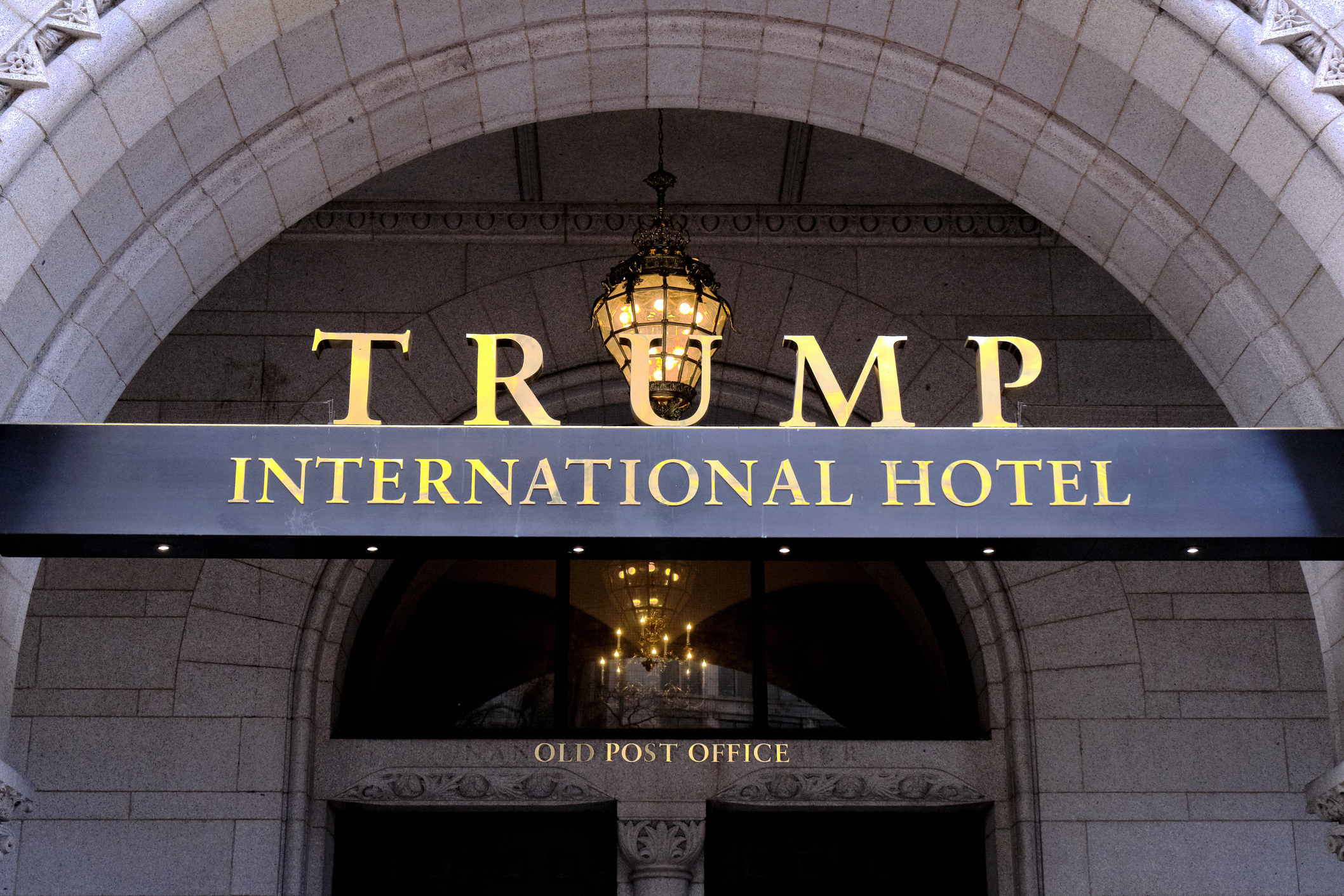 FILE- The north entrance of the Trump International is seen in Washington, March 11, 2019. (AP Photo/Mark Tenally, File)