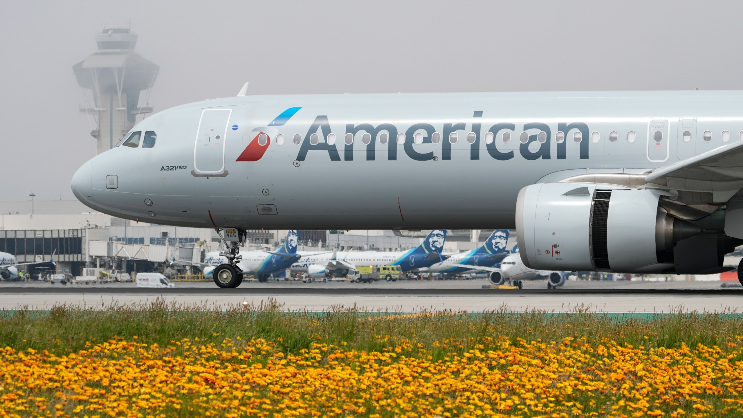 FILE - An American Airlines jet taxis at the Los Angeles International Airport in Los Angeles on April 12, 2024. (AP Photo/Damian Dovarganes, File)