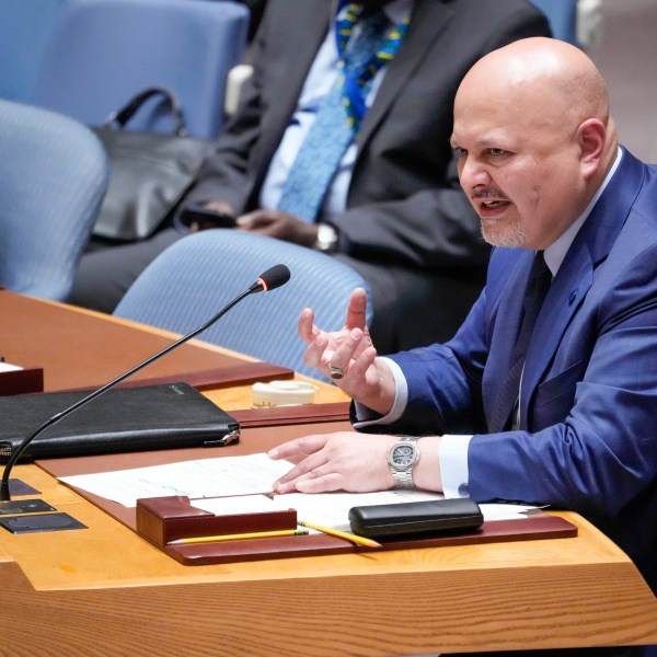 FILE - Karim Khan, prosecutor of International Criminal Court, addresses a Security Council meeting on the situation in Sudan, Thursday, July 13, 2023 at United Nations headquarters. (AP Photo/Mary Altaffer, File)