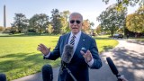 President Joe Biden stops to speak to the media as he walks to board Marine One at the South Lawn of the White House in Washington, Thursday, Oct. 24, 2024. (AP Photo/Ben Curtis)