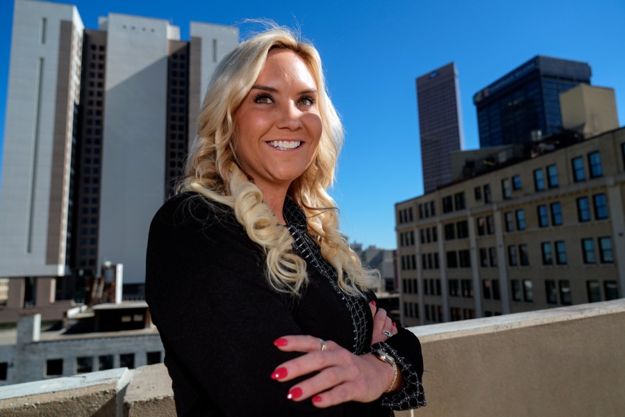 Republican candidate for Fulton County District Attorney Courtney Kramer poses for a portrait Monday, Oct. 21, 2024, in Atlanta. (AP Photo/ John Bazemore)