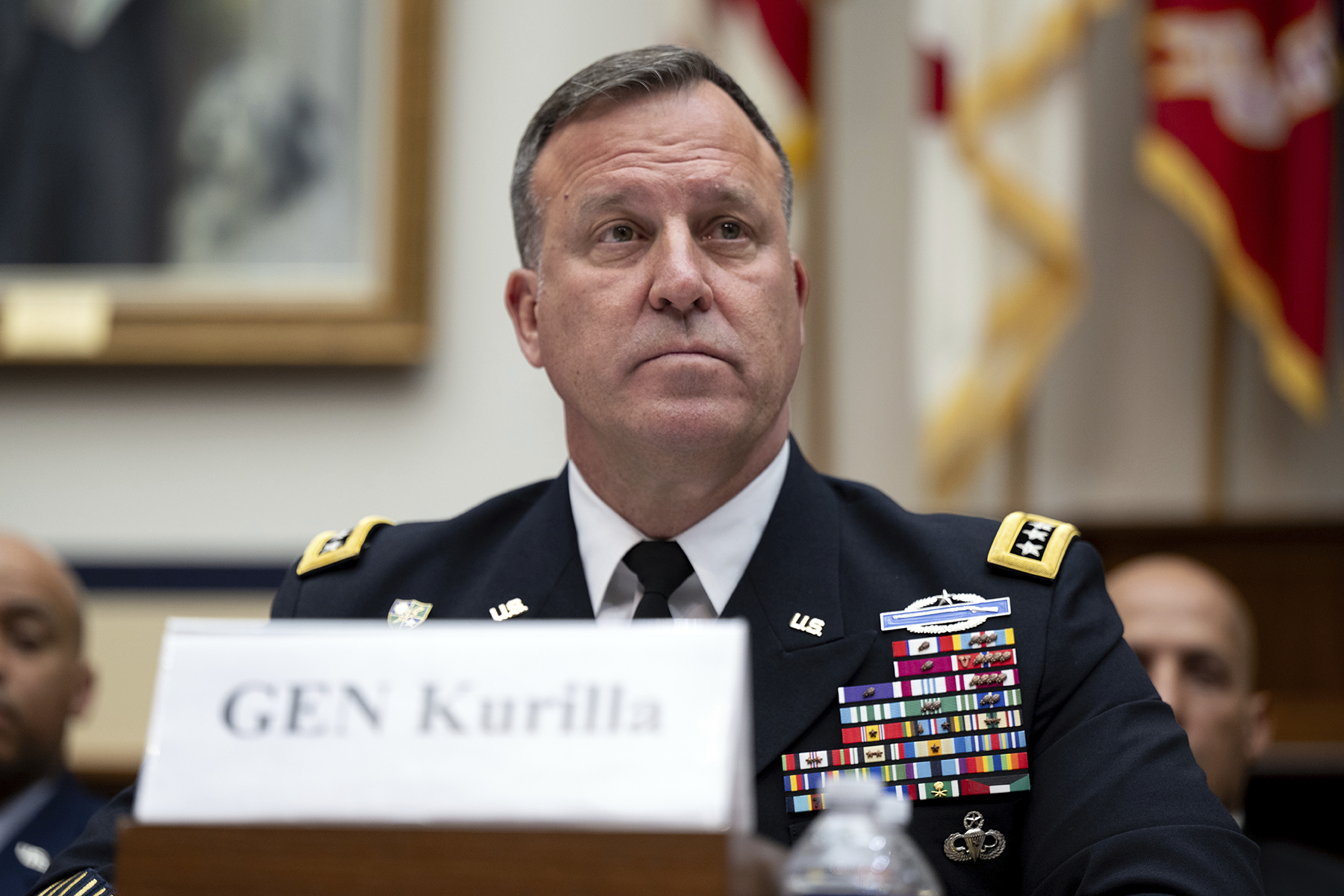 In this image provided by the Department of Defense, U.S. Army Gen. Michael E. Kurilla, commander of U.S. Central Command, testifies before the House Armed Services Committee, March 21, 2024, on Capitol Hill in Washington. (Department of Defense/EJ Hersom via AP)