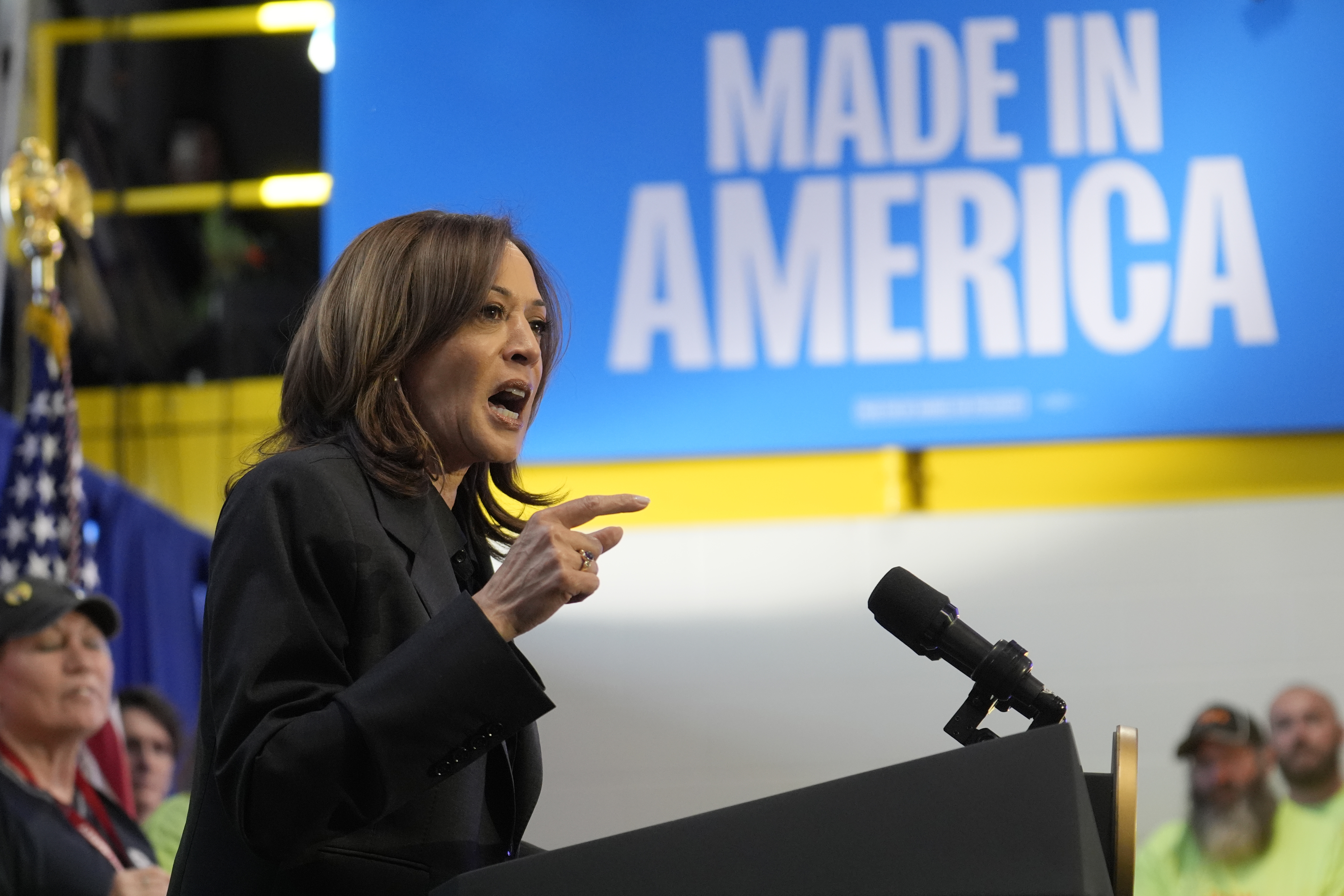 Democratic presidential nominee Vice President Kamala Harris speaks during a campaign event in Janesville, Wis., Friday, Nov. 1, 2024. (AP Photo/Charles Rex Arbogast)