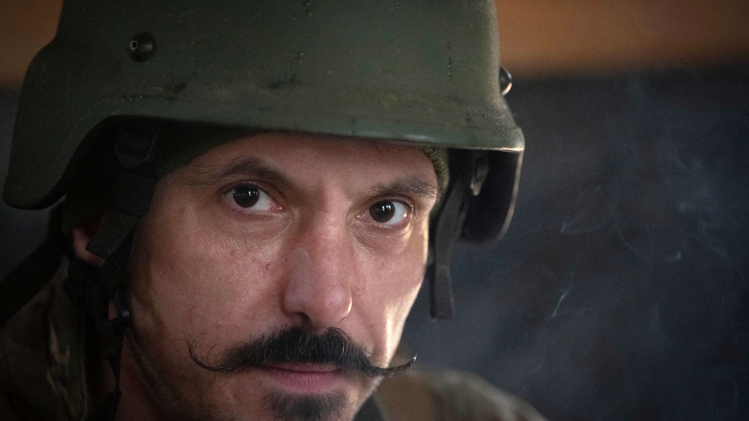 A serviceman, known by the call sign Yaga, of the 13th Brigade of the National Guard of Ukraine looks on at his position on the front line near Kharkiv, Ukraine, Wednesday, Nov. 6, 2024. (AP Photo/Efrem Lukatsky)