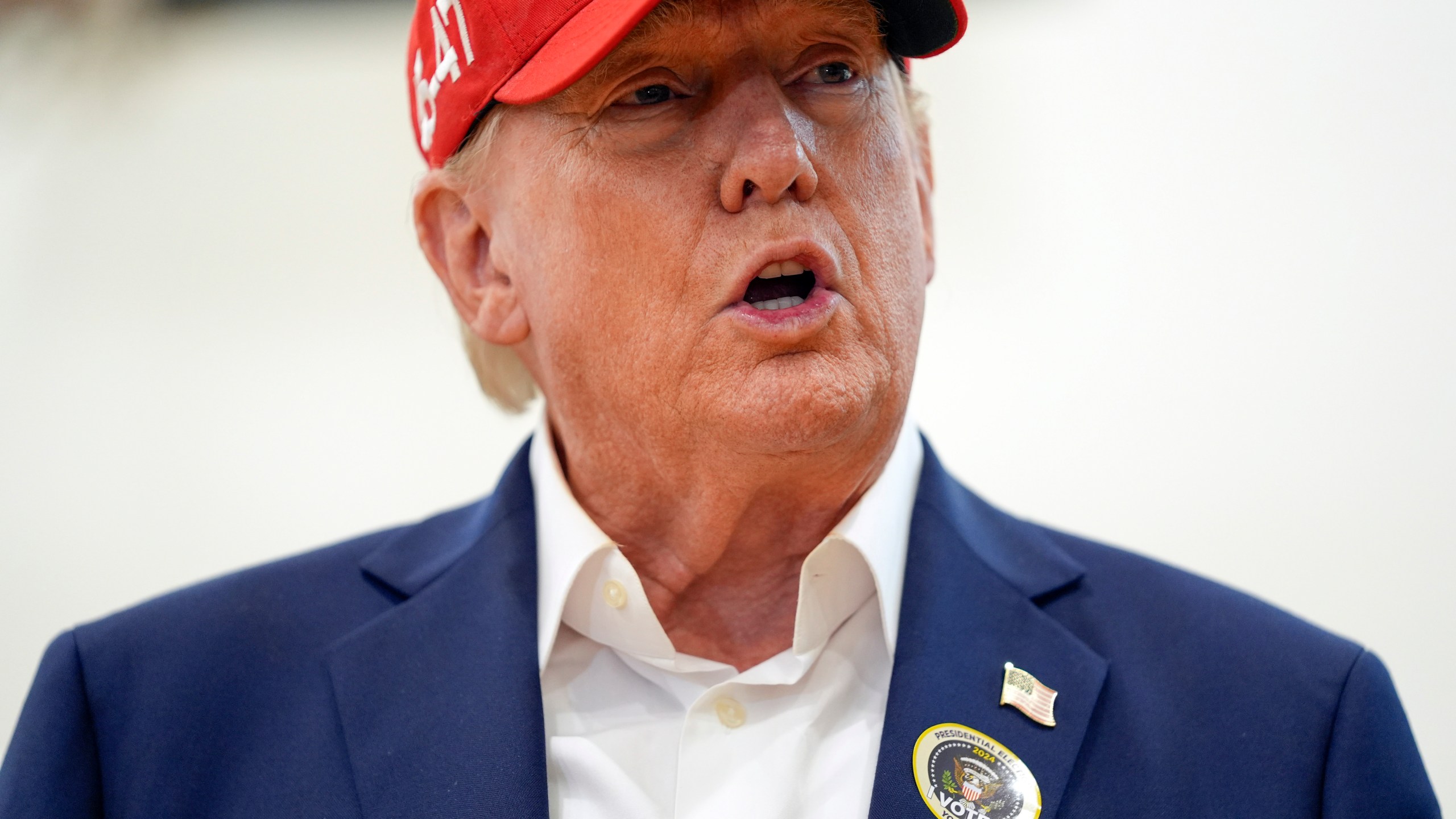 Republican presidential nominee former President Donald Trump speaks after voting on Election Day at the Morton and Barbara Mandel Recreation Center, Tuesday, Nov. 5, 2024, in Palm Beach, Fla. (AP Photo/Evan Vucci)