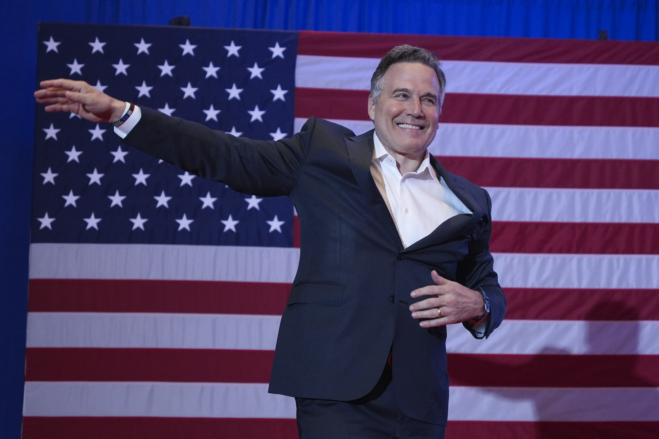 Republican Pennsylvania Senate candidate David McCormick arrives to speak during an election night watch party, Wednesday, Nov. 6, 2024, in Pittsburgh. (AP Photo/Gene J. Puskar)