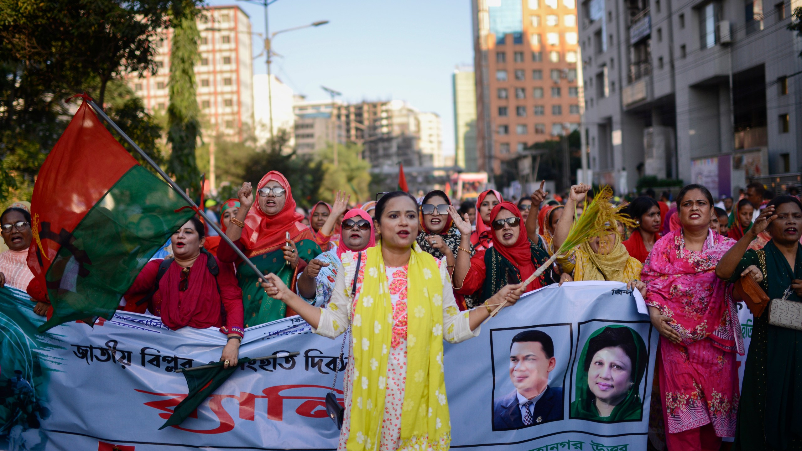 Bangladesh Nationalist Party (BNP) activists participate in a rally in Dhaka, Bangladesh, Friday, Nov. 8, 2024. (AP Photo/Mahmud Hossain Opu)