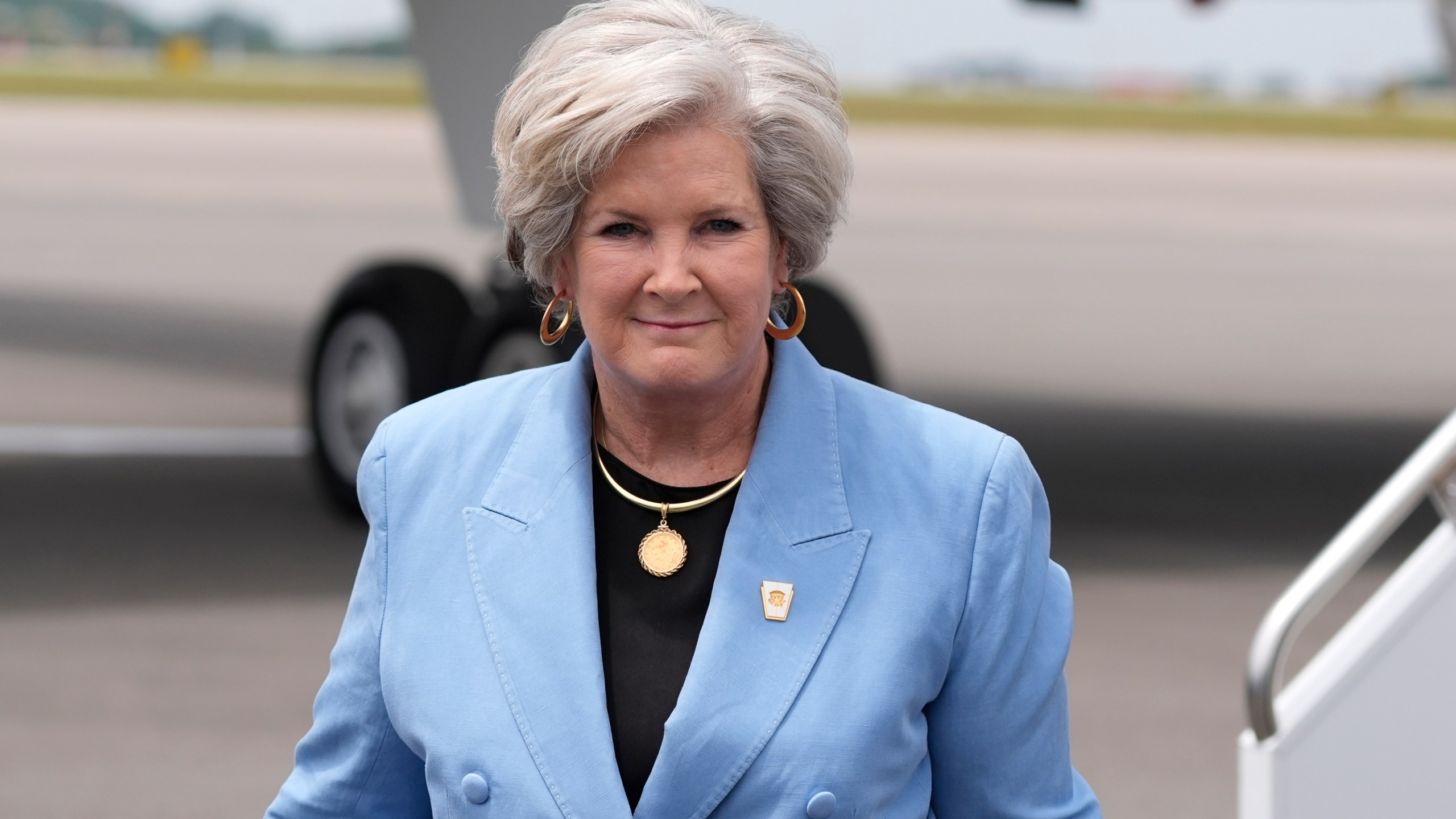 FILE - Trump co-campaign manager Susie Wiles is seen at Nashville International Airport as Republican presidential candidate former President Donald Trump arrives, July 27, 2024, in Nashville, Tenn. (AP Photo/Alex Brandon, File)