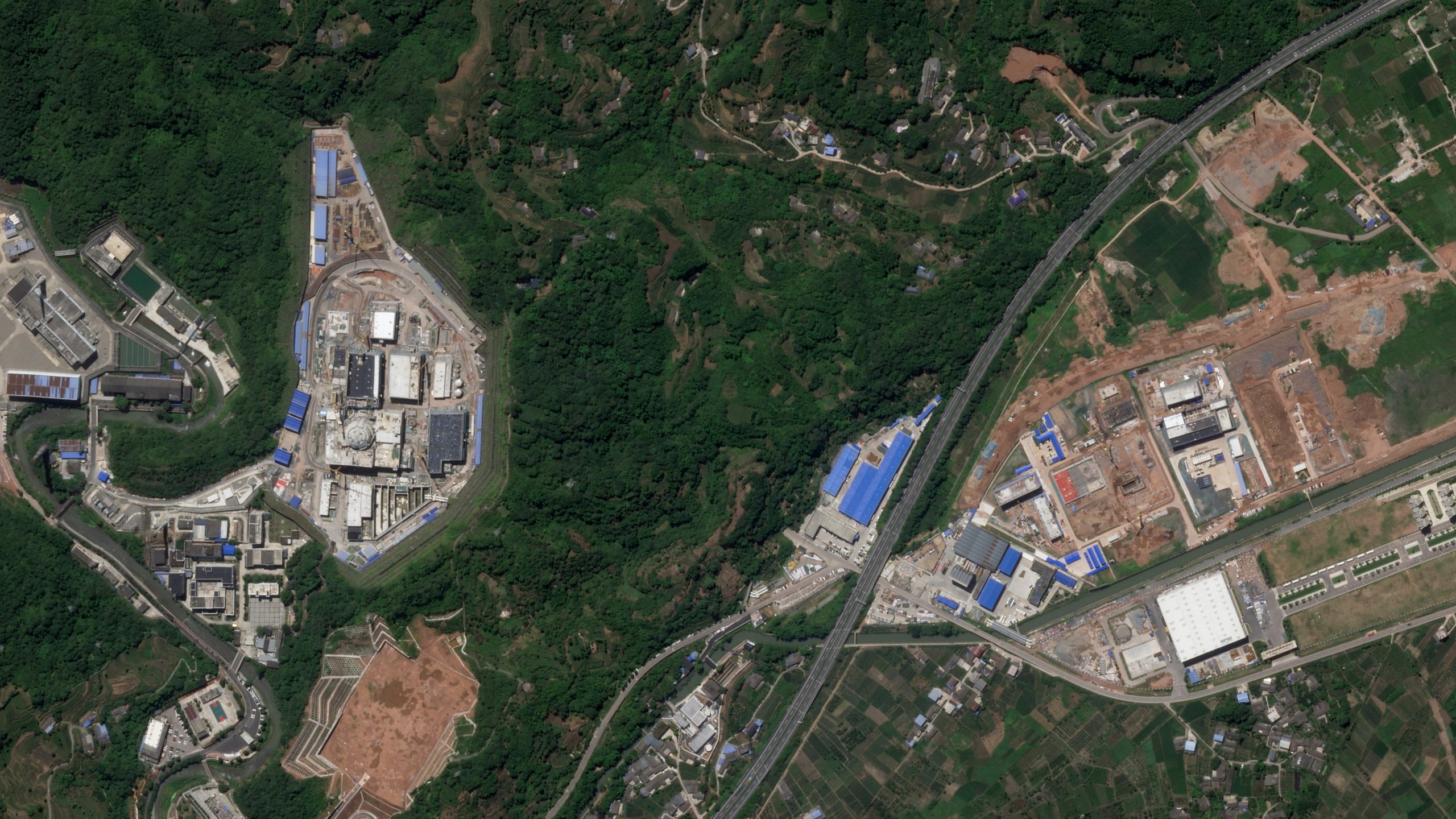 This satellite image from Planet Labs PBC shows the Nuclear Power Institute of China's Site No. 1, also known as Base 909, in Mucheng Township, Sichuan Province, China, July 5, 2023. (Planet Labs PBC via AP)