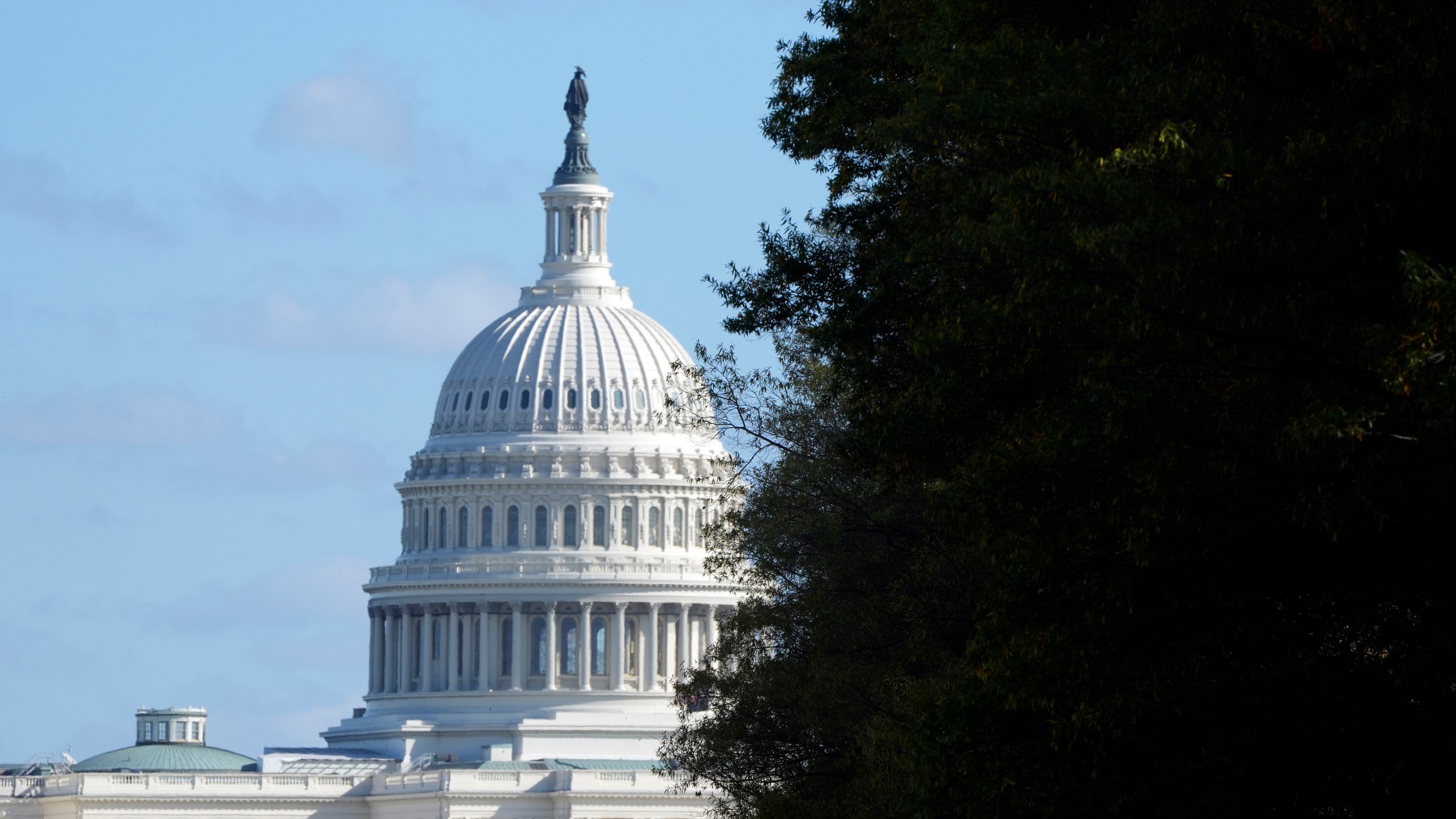 FILE - The U.S. Capitol is seen from Pennsylvania Avenue in Washington, on Election Day, Nov. 5, 2024. (AP Photo/Jon Elswick)