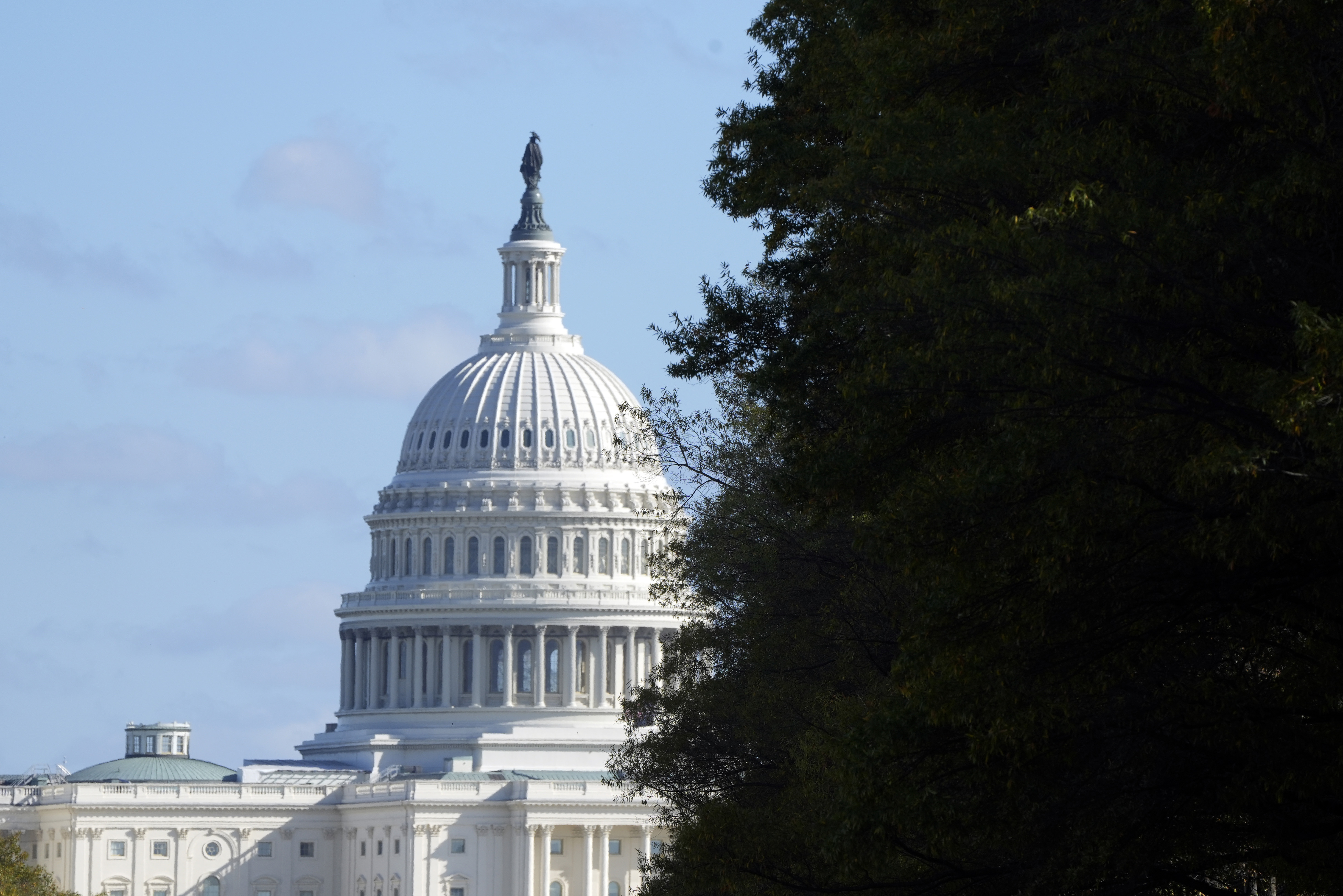 FILE - The U.S. Capitol is seen from Pennsylvania Avenue in Washington, on Election Day, Nov. 5, 2024. (AP Photo/Jon Elswick)