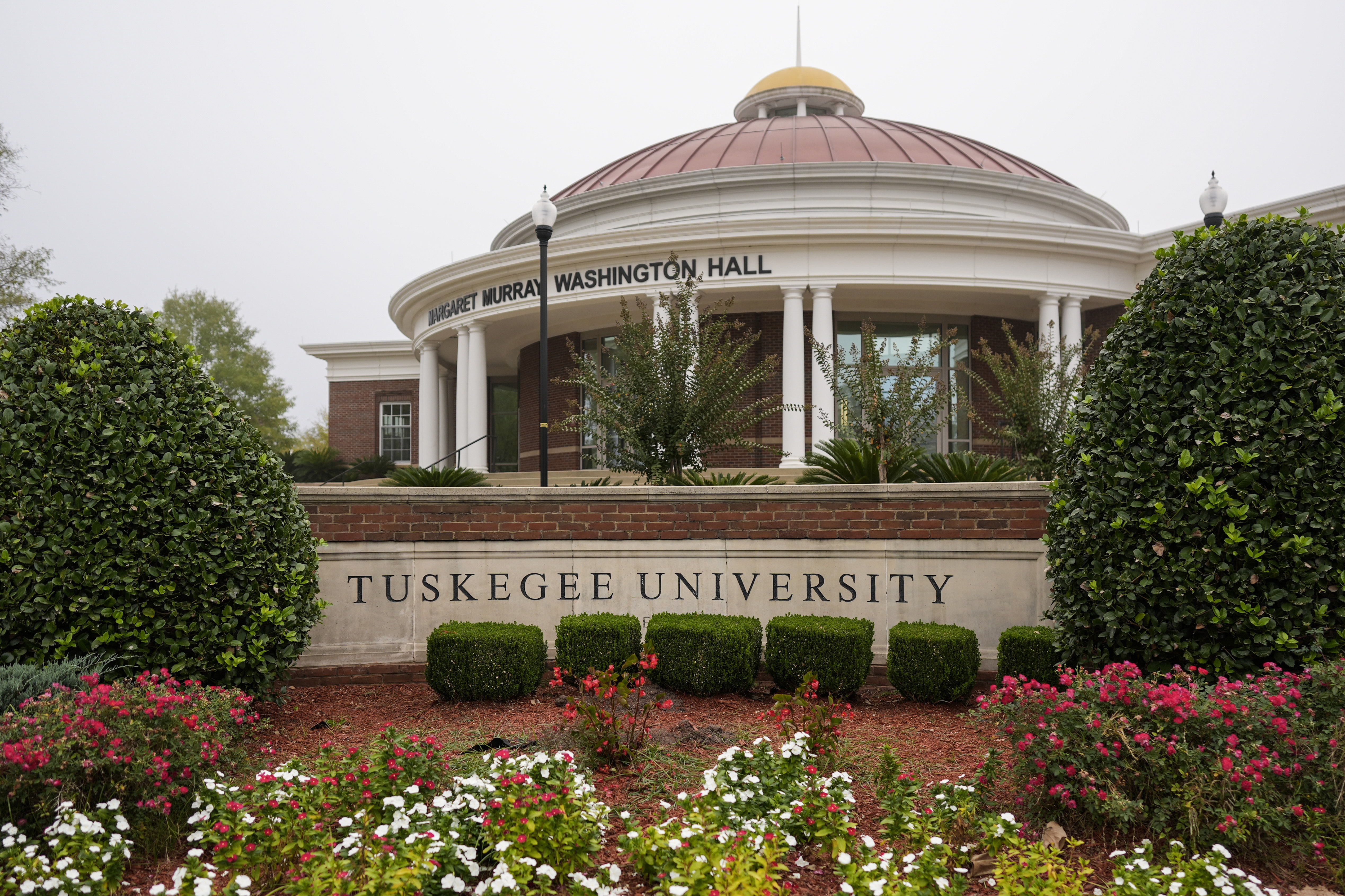 The entrance to Tuskegee University is seen, Monday, Nov. 11, 2024, in Tuskegee, Ala. (AP Photo/Mike Stewart)