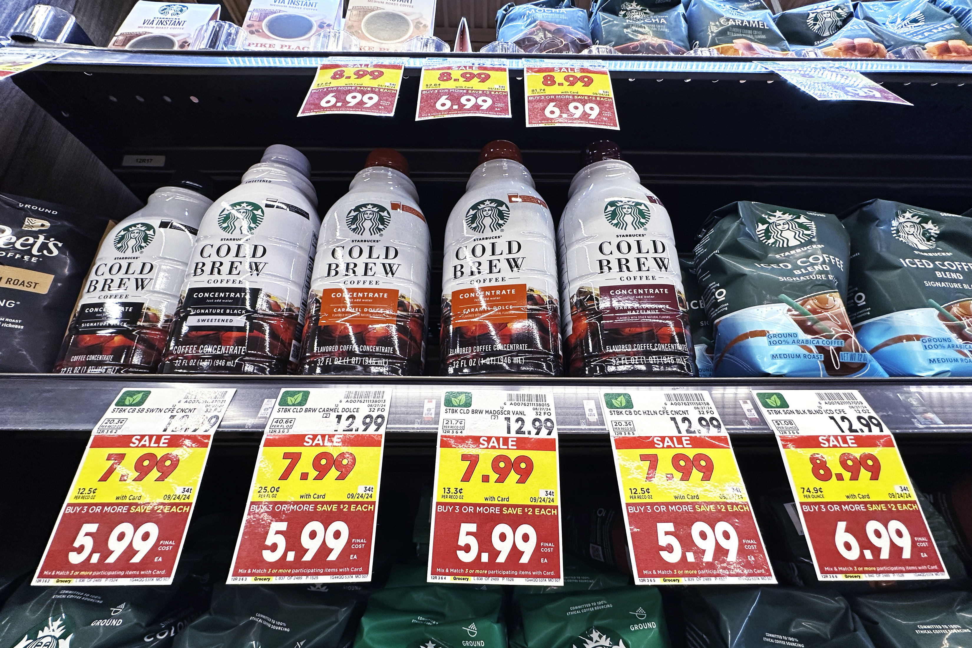 FILE - Prices are displayed at a grocery store in Chicago on Sept. 19, 2024. (AP Photo/Nam Y. Huh, File)