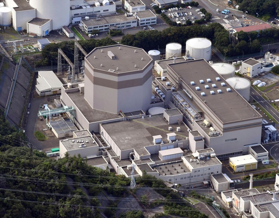 The No. 2 reactor building of the Tsuruga nuclear power plant is seen in Tsuruga, Fukui prefecture, on the Sea of Japan coast on July, 2024.(Kyodo News via AP)