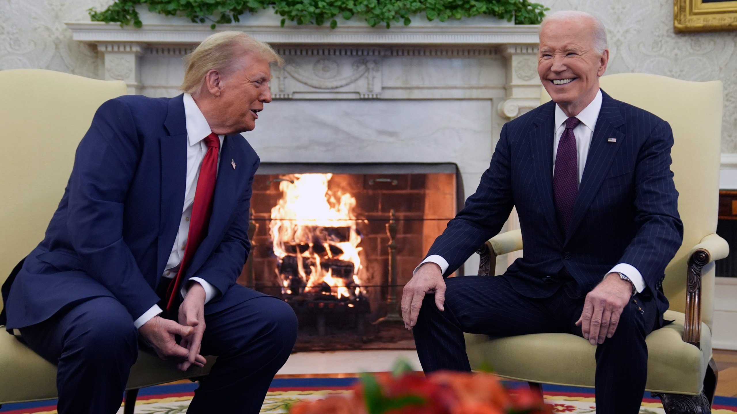 President Joe Biden meets with President-elect Donald Trump in the Oval Office of the White House, Wednesday, Nov. 13, 2024, in Washington. (AP Photo/Evan Vucci)