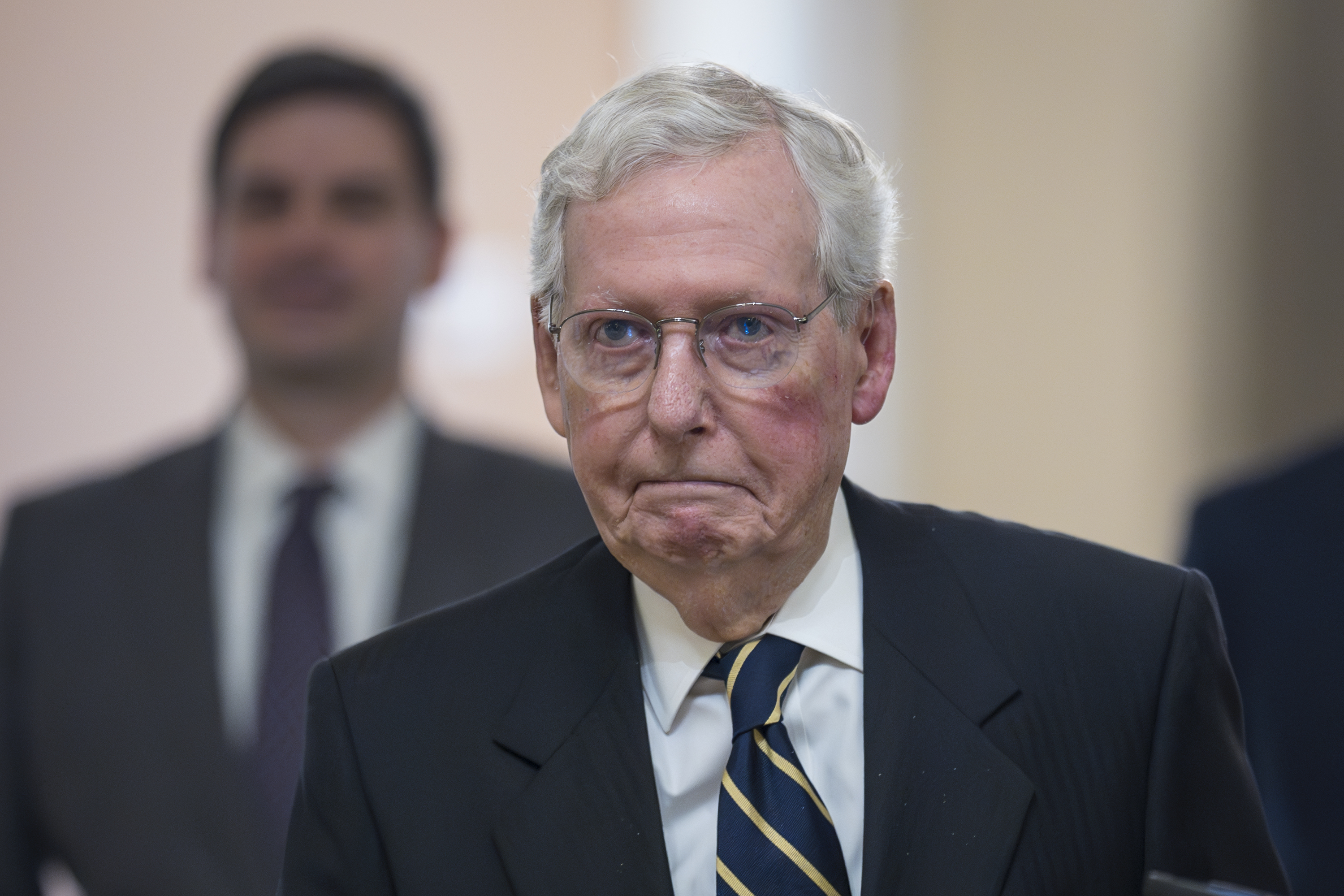 Senate Minority Leader Mitch McConnell, R-Ky., walks to the chamber as Congress returns for the lame-duck session at the Capitol in Washington, Tuesday, Nov. 12, 2024. (AP Photo/J. Scott Applewhite)