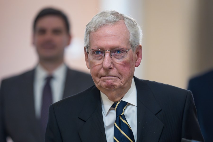 Senate Minority Leader Mitch McConnell, R-Ky., walks to the chamber as Congress returns for the lame-duck session at the Capitol in Washington, Tuesday, Nov. 12, 2024. (AP Photo/J. Scott Applewhite)