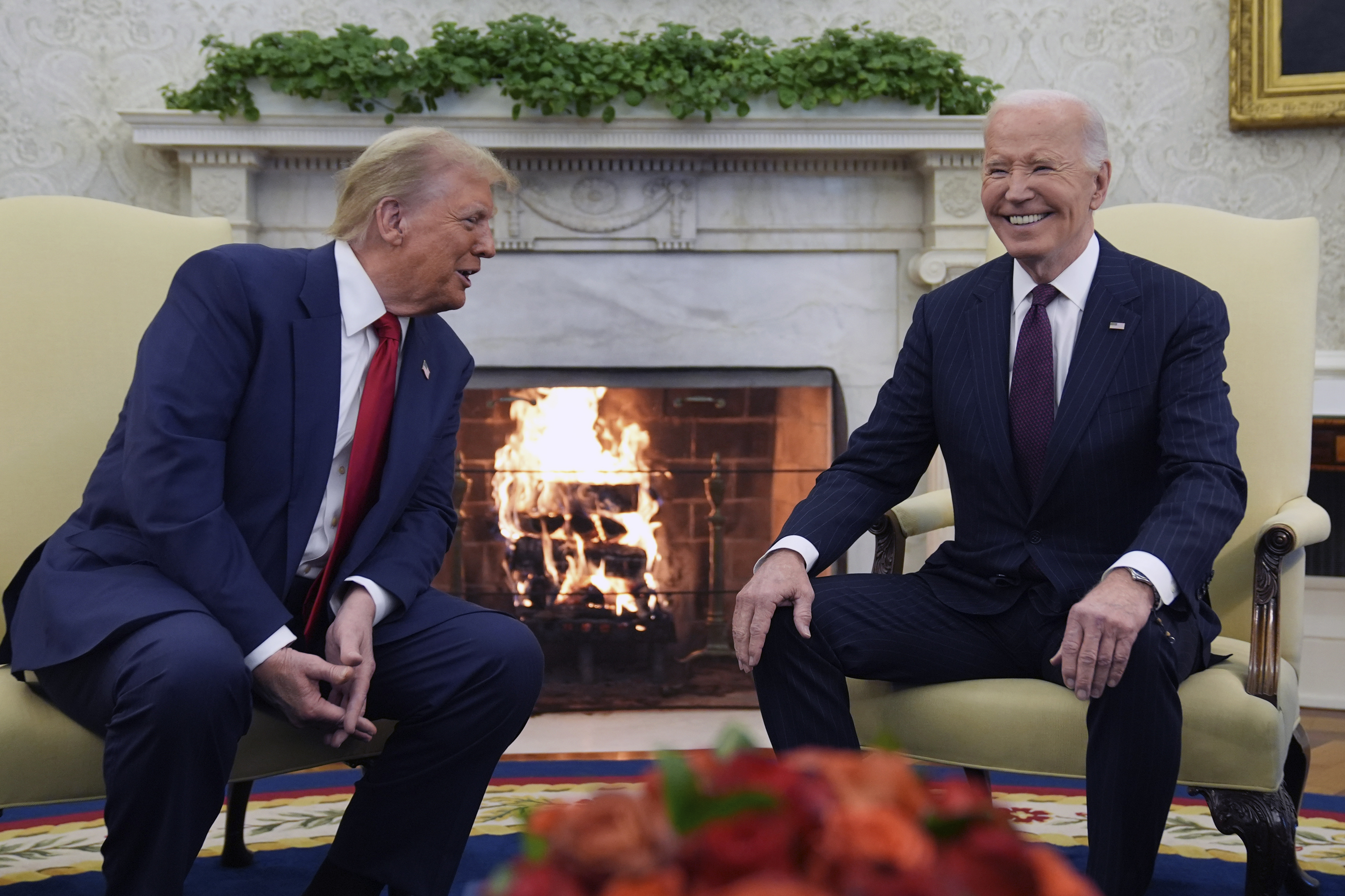 President Joe Biden meets with President-elect Donald Trump in the Oval Office of the White House, Wednesday, Nov. 13, 2024, in Washington. (AP Photo/Evan Vucci)