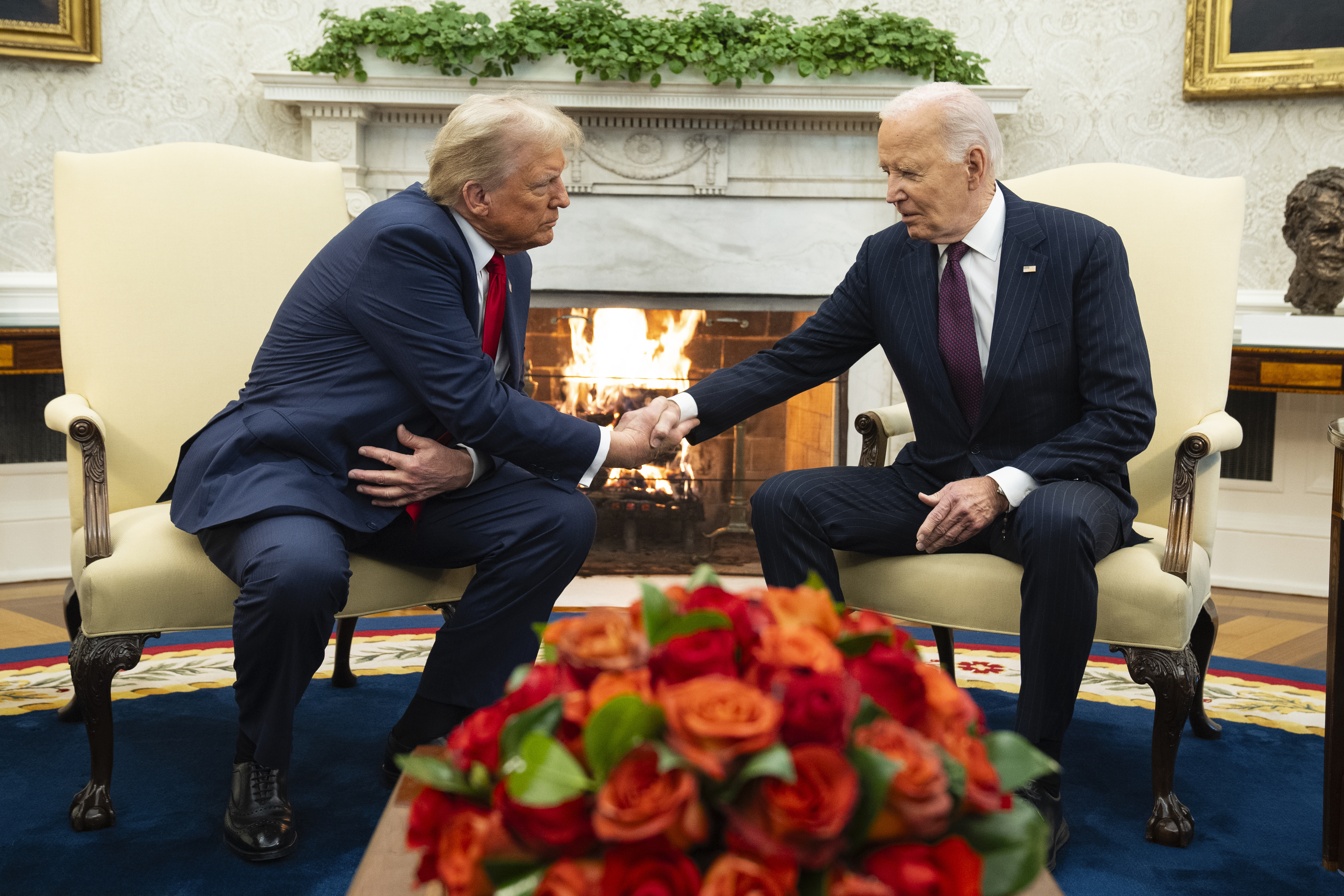 President Joe Biden meets with President-elect Donald Trump in the Oval Office of the White House, Wednesday, Nov. 13, 2024, in Washington. (AP Photo/Evan Vucci)