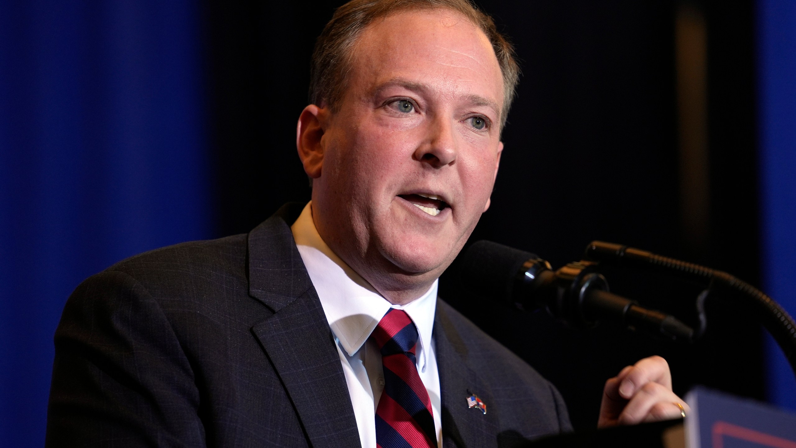 FILE - Former Rep. Lee Zeldin, R-N.Y., speaks at a rally in Concord, N.H., Jan. 19, 2024. (AP Photo/Matt Rourke, File)