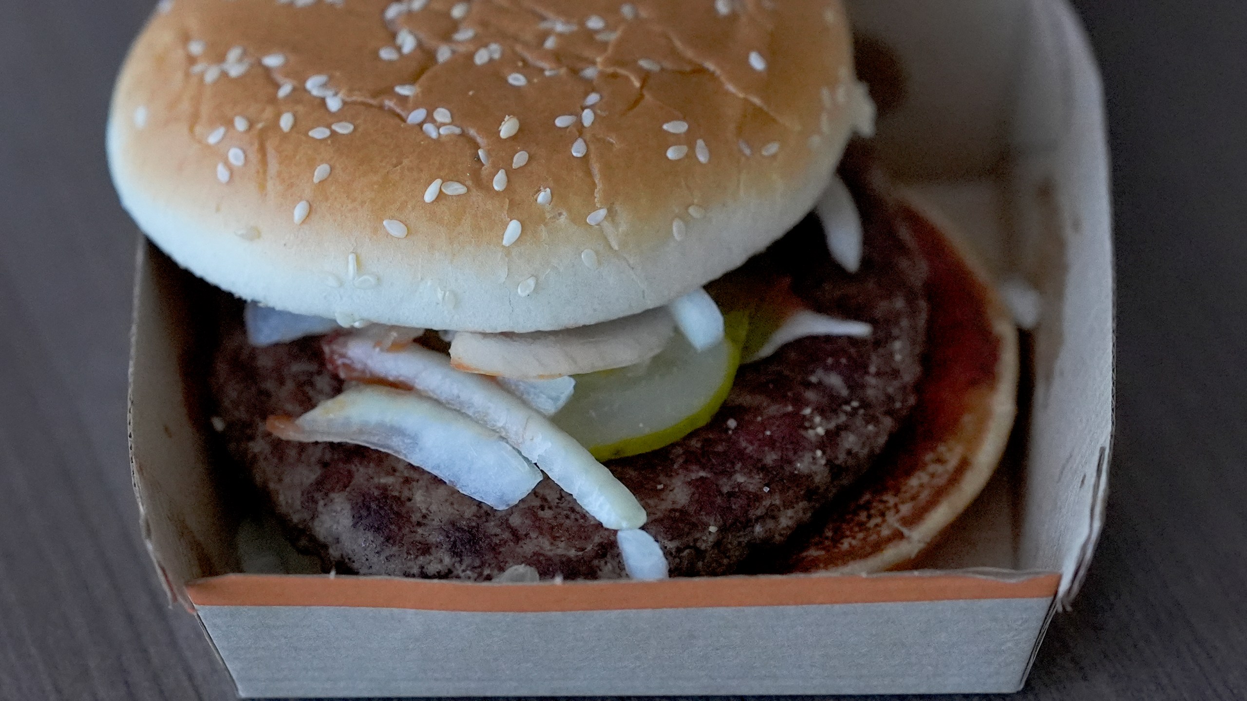 A McDonald's Quarter Pounder sandwich purchased, Wednesday, Oct. 23, 2024, in Chicago. (AP Photo/Charles Rex Arbogast)